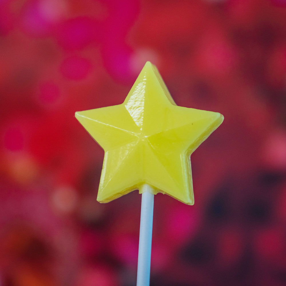 Yellow Star Lollipops - Peach Flavor (24 Pieces) - Sparko Sweets