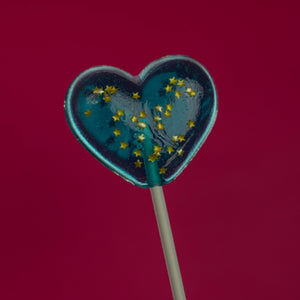 Sparkly Baby Blue Heart Lollipops (24 Pieces) - Blue Raspberry - Sparko Sweets