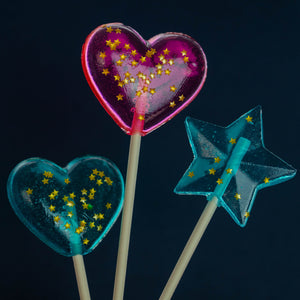 Sparkly Baby Blue Star Lollipops - Blue Raspberry (24 Pieces) - Sparko Sweets