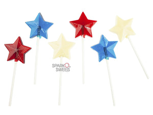 Red White Blue 4th of July Star Lollipops (24 Pieces) - Sparko Sweets
