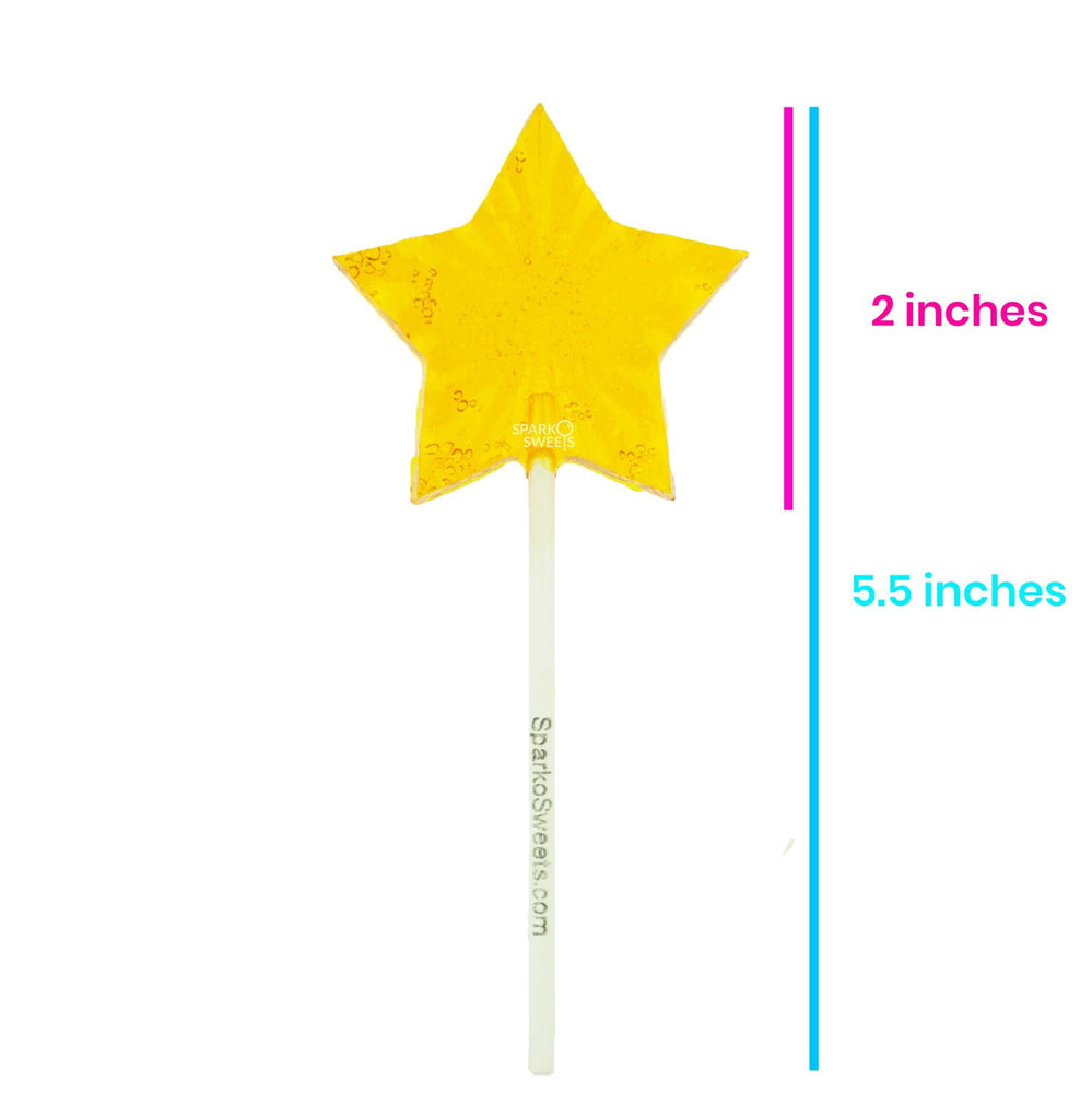 Yellow Star Lollipops - Peach Flavor (24 Pieces) - Sparko Sweets