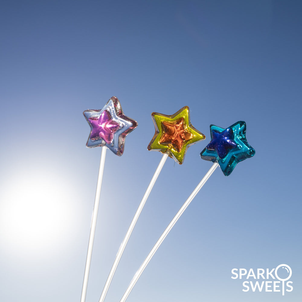 Star Twinkle Pops Lollipops - Baby Blue & Navy Blue (120 Pieces) - Sparko Sweets