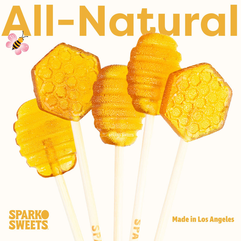 Sparko Sweets All-Natural Honey Lollipops, Made in Los Angeles, Perfect for Natural Energy Booster, Tea Stirrer, and Throat Soother