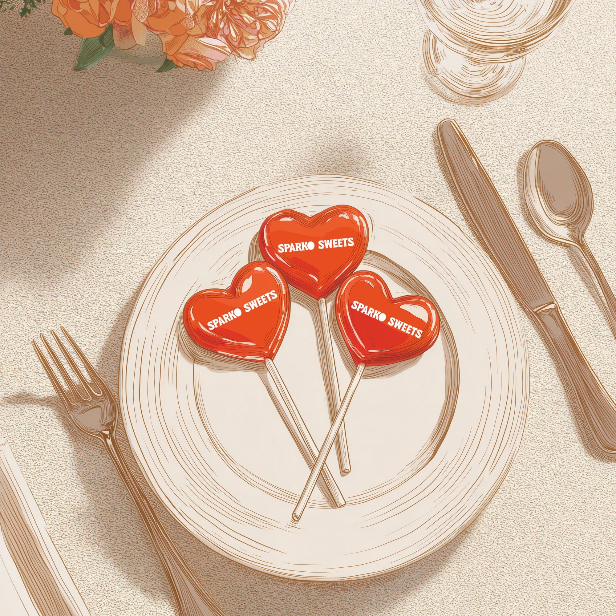 Sparko Sweets Heart Lollipops for Weddings
