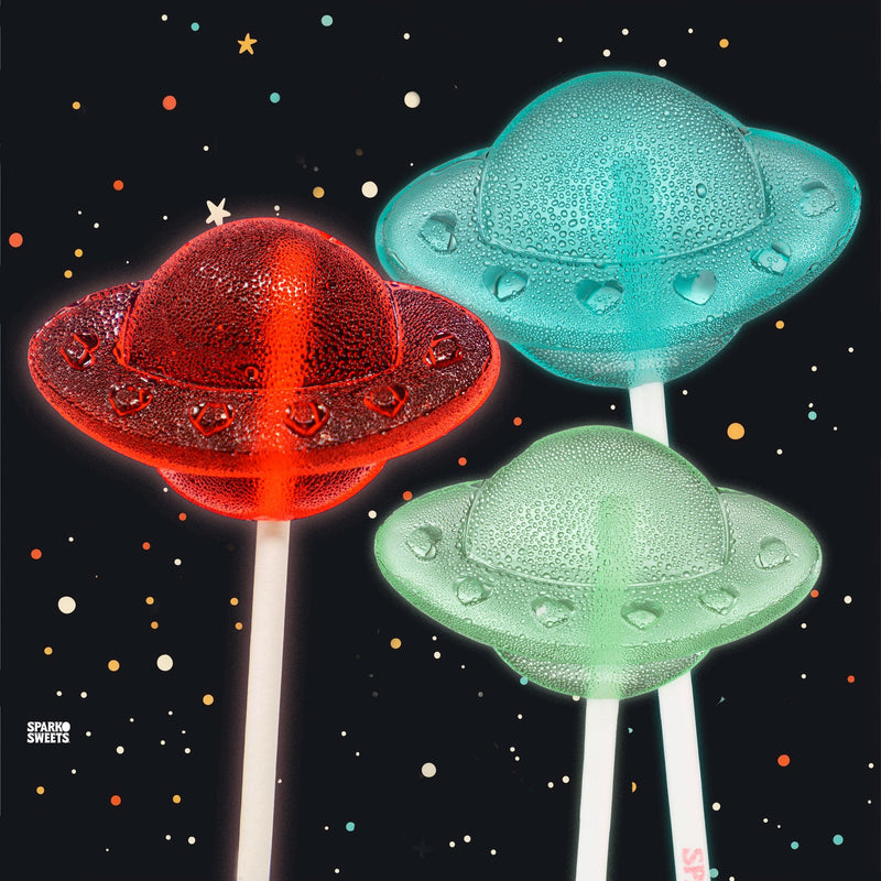 Sparko Sweets UFO Lollipops, Made in Los Angeles, Perfect for Birthday and Space Parties