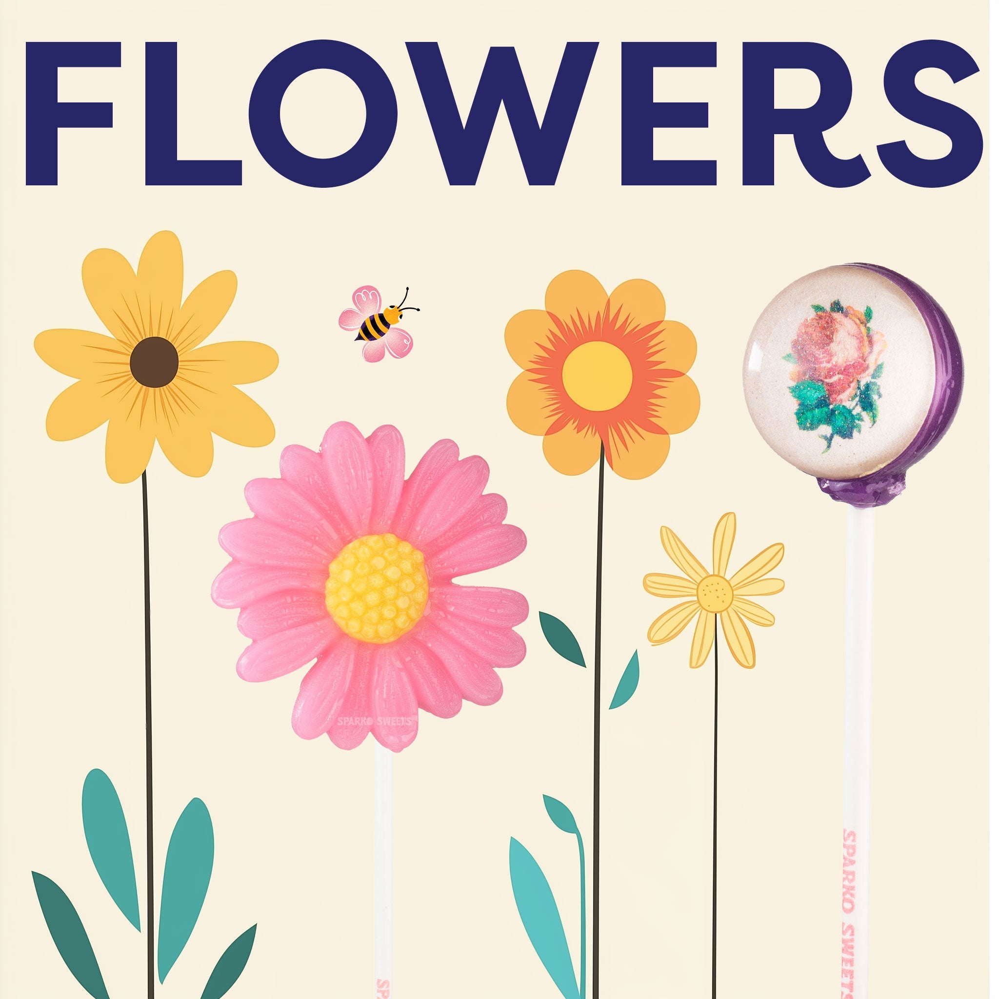 Sparko Sweets Flower Lollipops, Made in Los Angeles, Perfect for Weddings, Corporate Events, Party Favors, Birthdays, Engagements