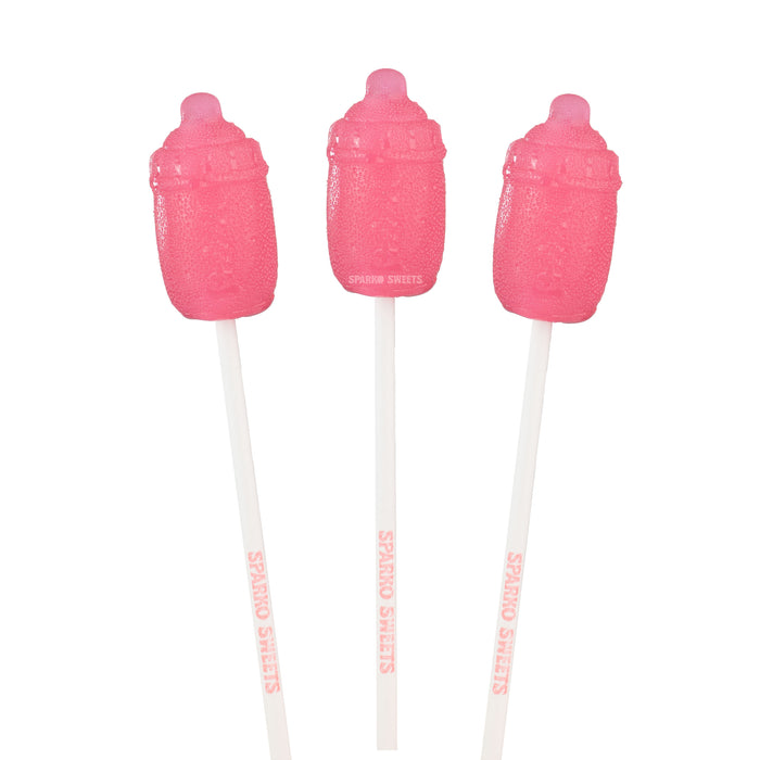 Pink 3D Baby Bottle Lollipops - Watermelon (24 Pieces)