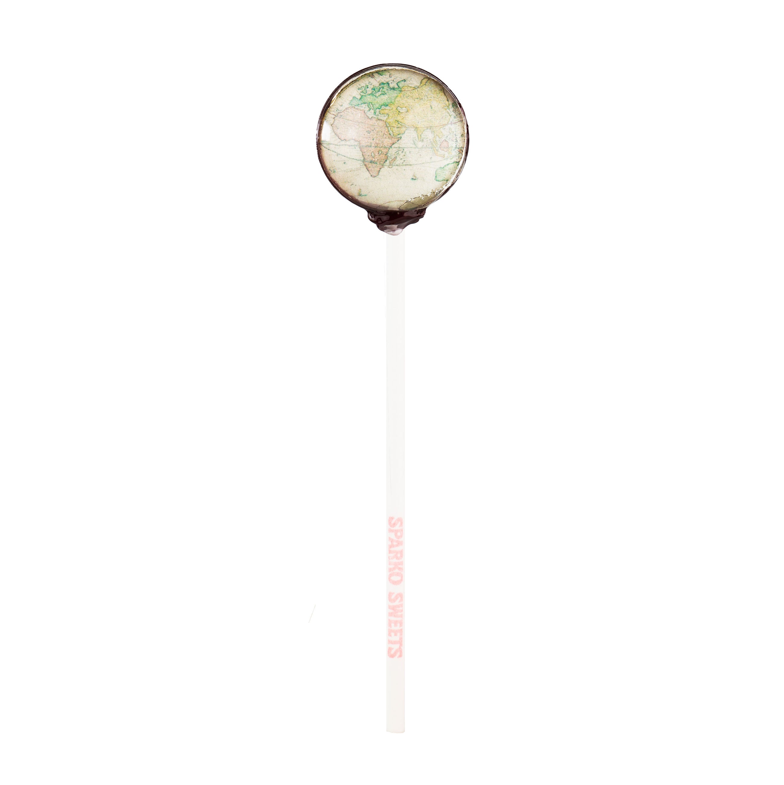 Sparko Sweets Ancient Maps Lollipops, World Map, Made in Los Angeles, Perfect for Travel or Exploration Themed Events, Gifts for History Lovers and Educators, Wedding or Corporate Favors
