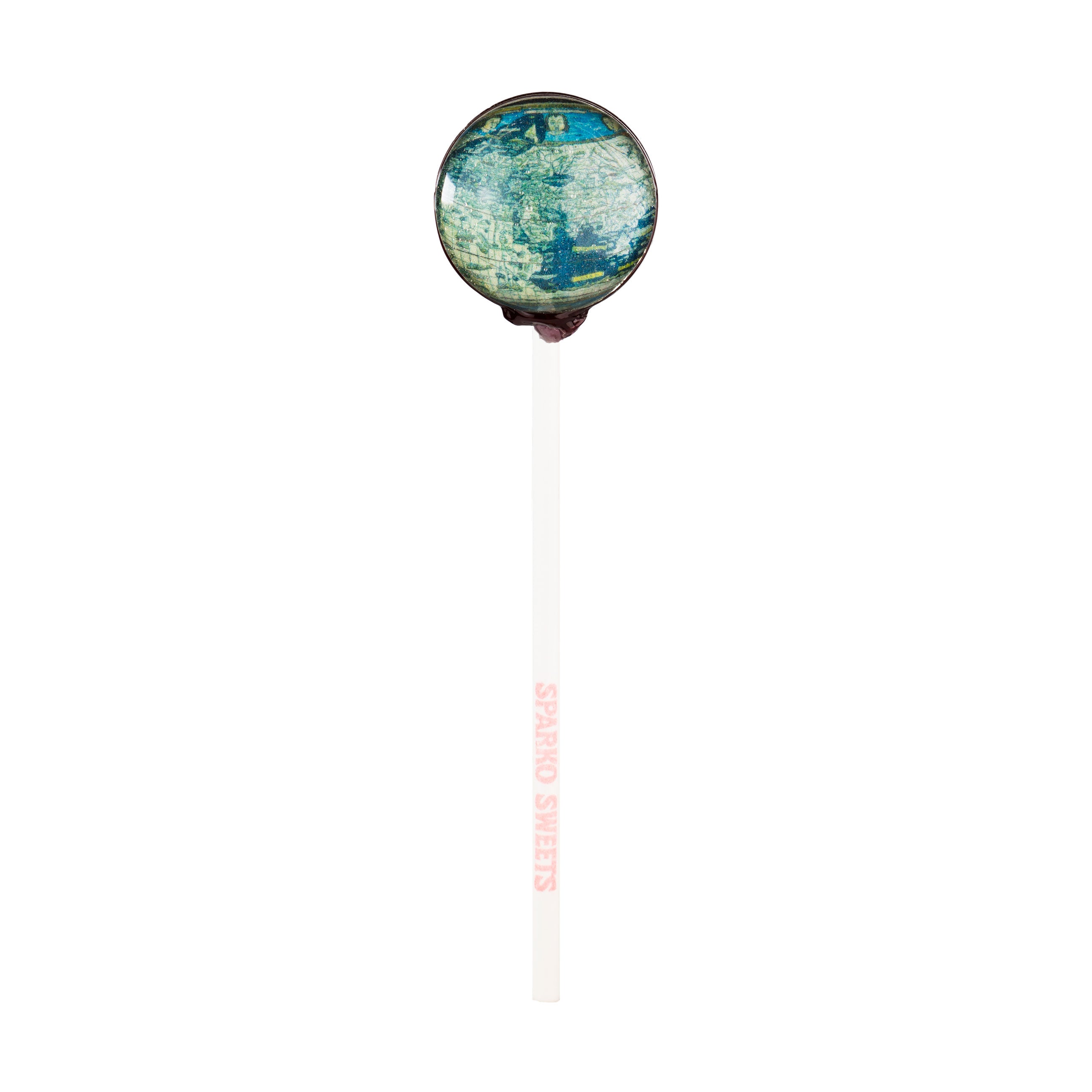 Sparko Sweets Ancient Maps Lollipops, Blue Map, Made in Los Angeles, Perfect for Travel or Exploration Themed Events, Gifts for History Lovers and Educators, Wedding or Corporate Favors