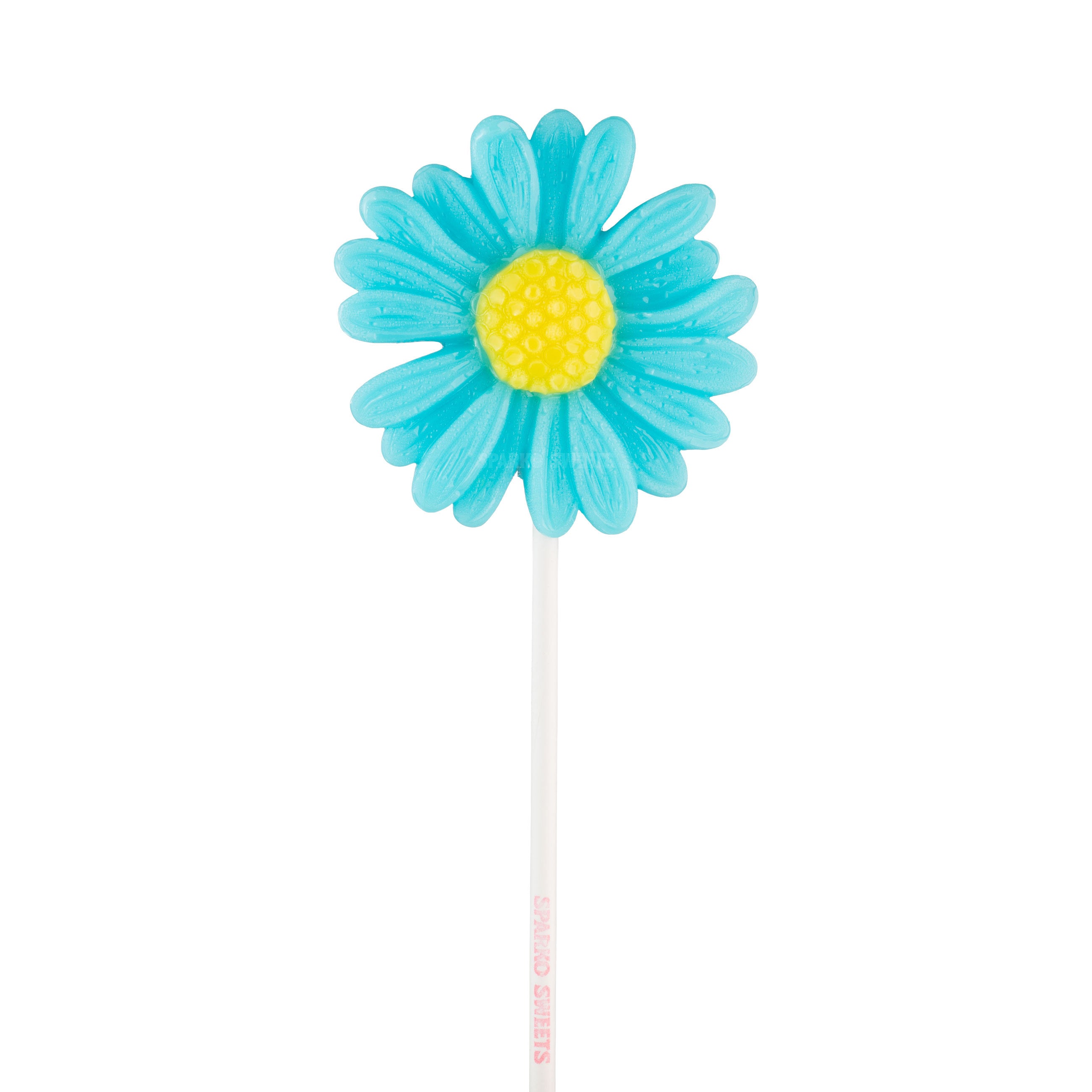 Sparko Sweets Big Blue Daisy Lollipops, Made in Los Angeles, 2" Lollipop Diameter, Perfect for Birthday Parties, Baby Showers, Spring Celebrations, Easter Gatherings, Corporate Events, and Promotional Giveaways