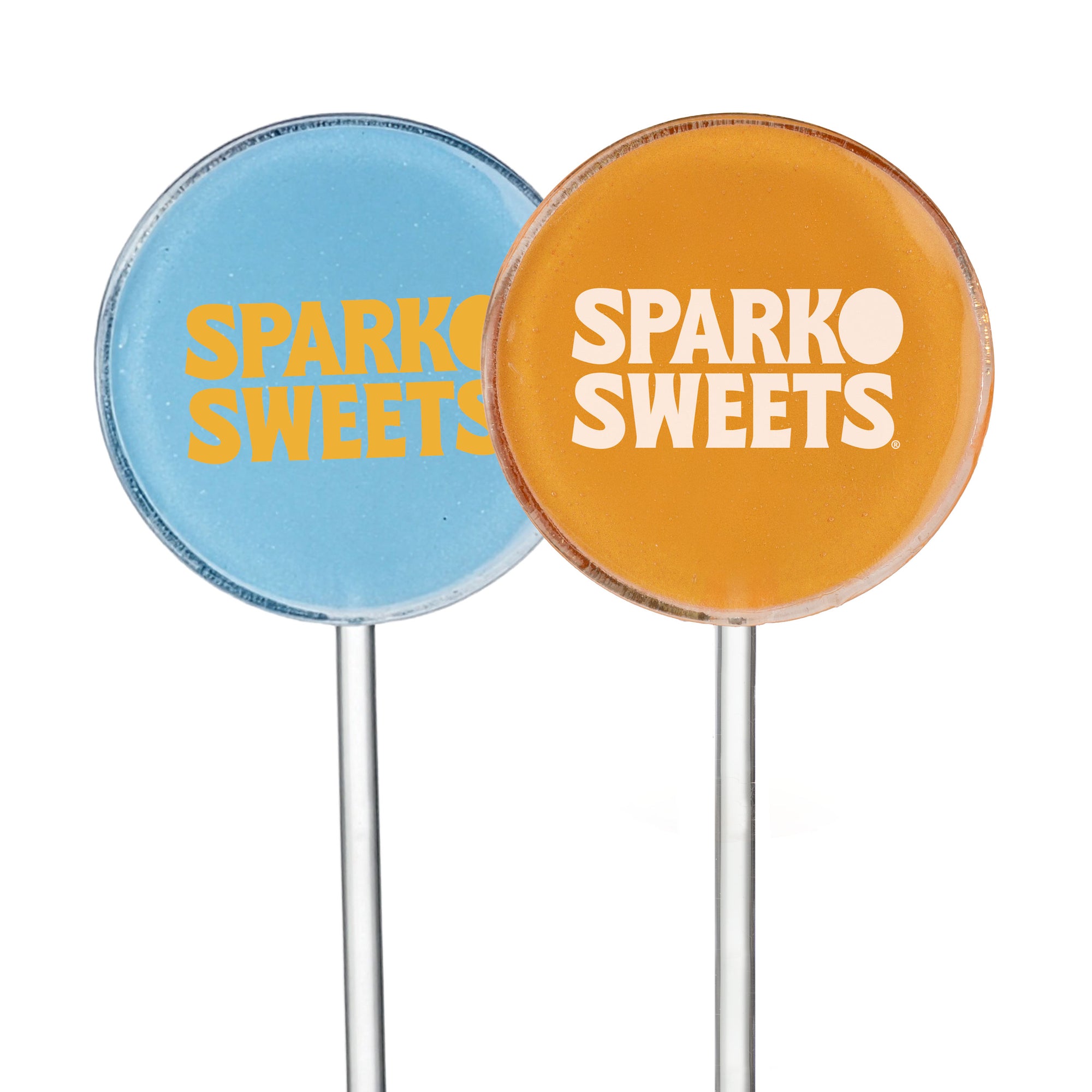 Sparko Sweets Custom Round Lollipops with Clear Sticks, Made in Los Angeles, Perfect for Corporate Events, Weddings, Promotional Giveaways, Brand Activations, Birthday Parties