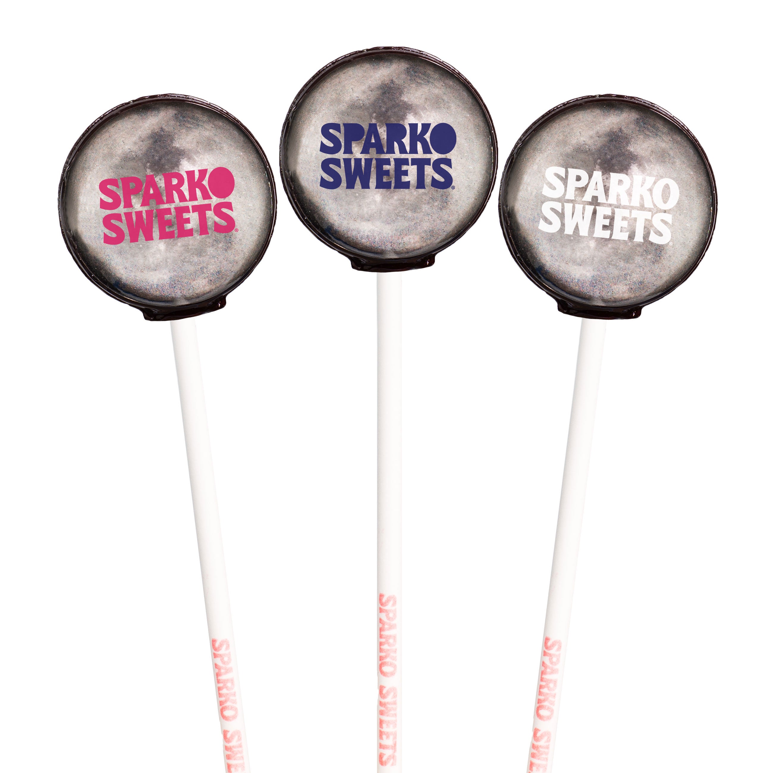 Sparko Sweets Custom Galaxy Lunar Moon Lollipops, Made in Los Angeles, Perfect for Space Parties, Corporate Events, Promotional Giveaways