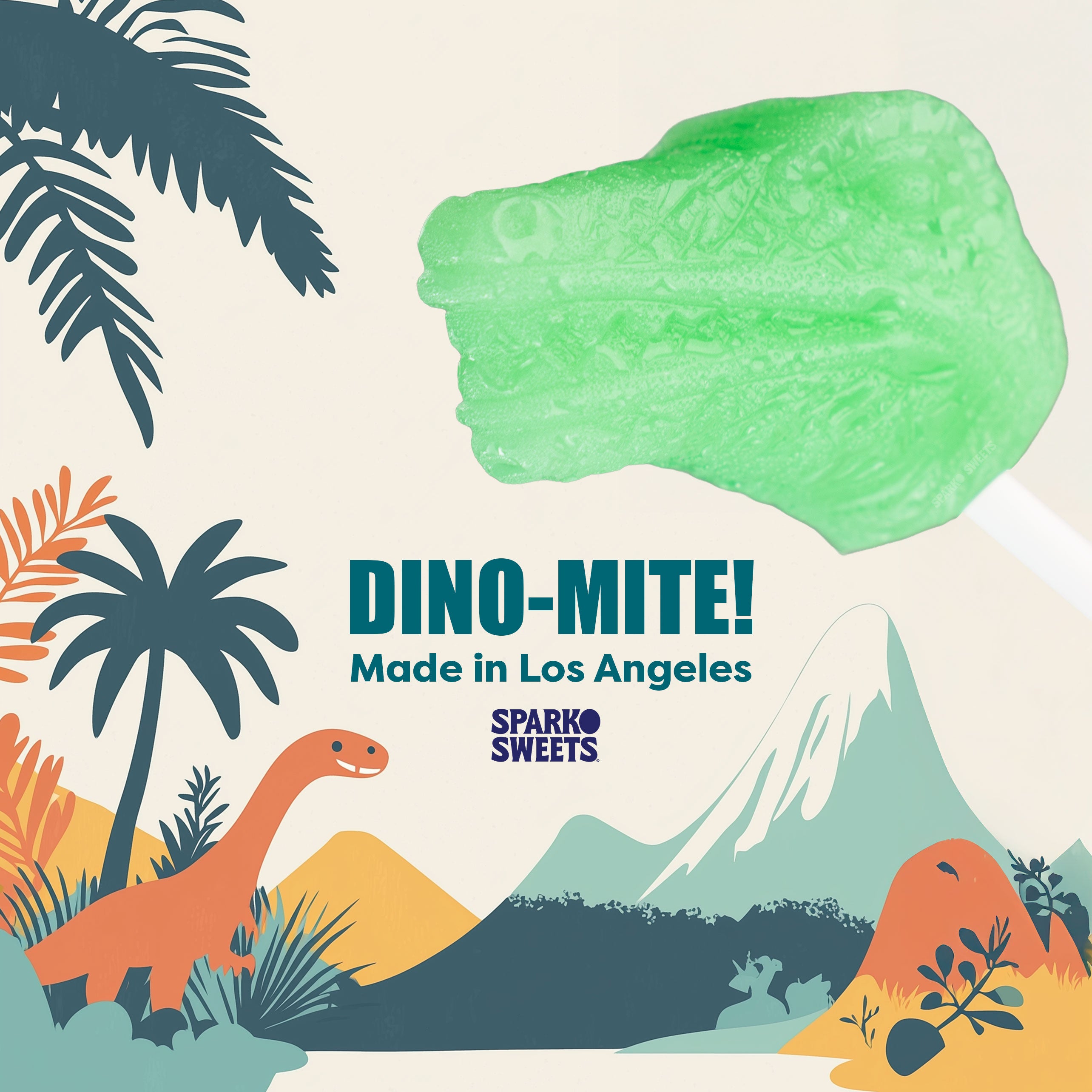 Sparko Sweets T-Rex Dinosaur Head Lollipops, Made in Los Angeles, Green Apple Flavor, Perfect for Birthday Parties, Corporate Events, Promotional Swag