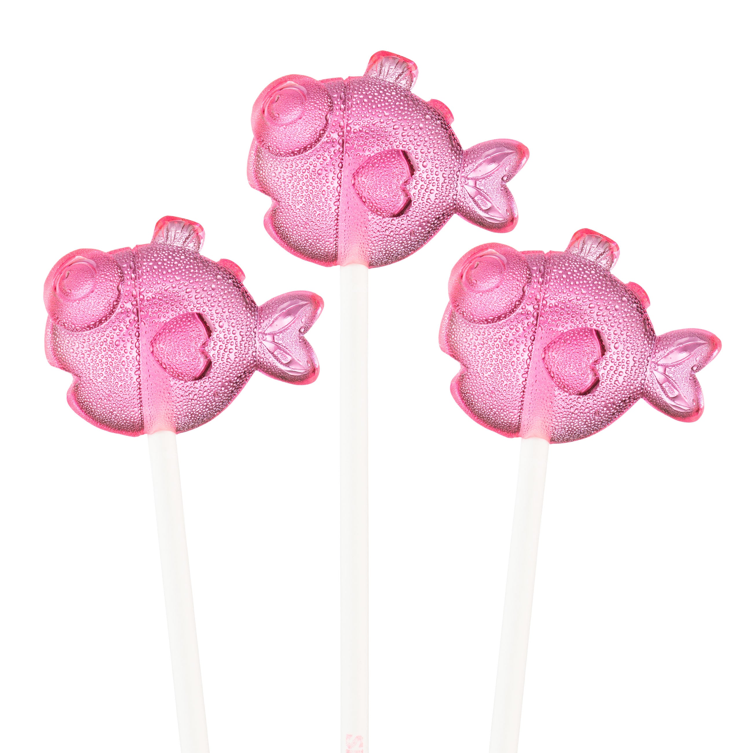 Sparko Sweets Pink Bubble Fish Lollipops, Made in Los Angeles, Watermelon Flavor, Perfect for Valentine's Day, Girl Baby Shower, Summer Gathering, Corporate Event, Promotional Giveaway, Restaurant Reception