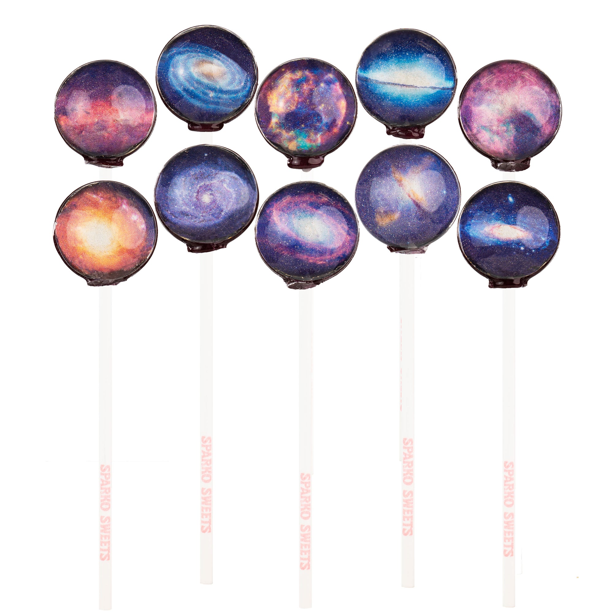 Sparko Sweets Galaxy Lollipops, Galactic Designs, Perfect for Space Themed Party, Promotional Giveaway, Brand Activation, Birthday Celebration, Corporate Event