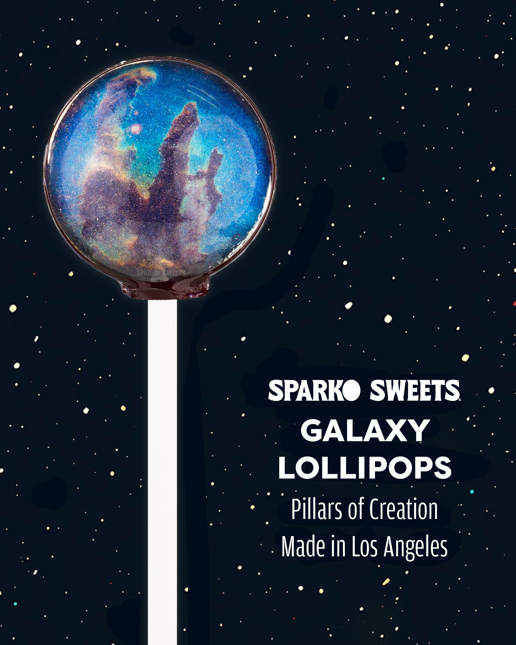 Sparko Sweets Galaxy Lollipops, Nebula Designs, Made in Los Angeles, Perfect for Space-Themed Celebrations, Corporate Giveaways, Promotional Swag, Brand Activations, Birthday Parties