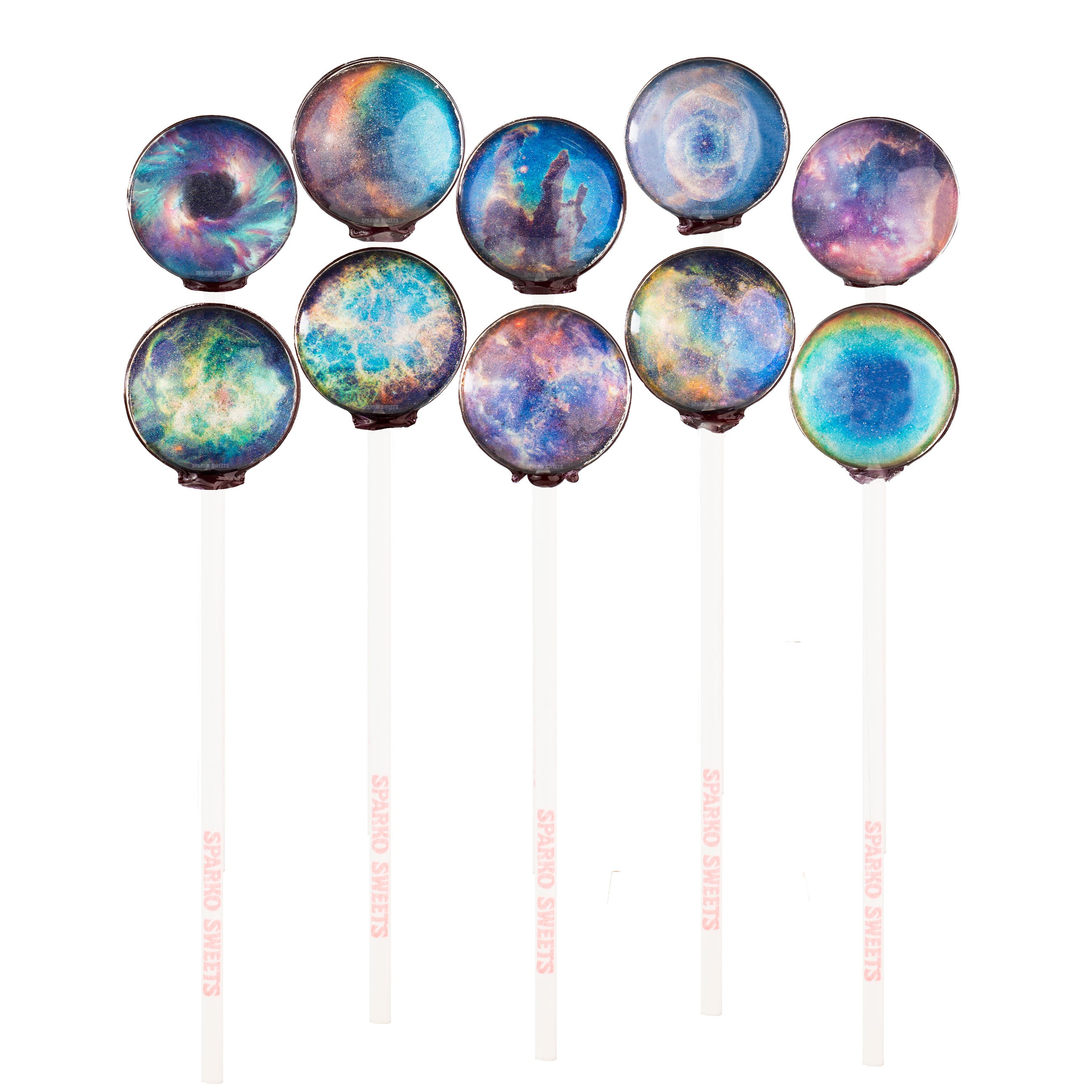 Sparko Sweets Galaxy Lollipops, Nebula Designs, Made in Los Angeles, Perfect for Space-Themed Celebrations, Corporate Giveaways, Promotional Swag, Birthday Parties