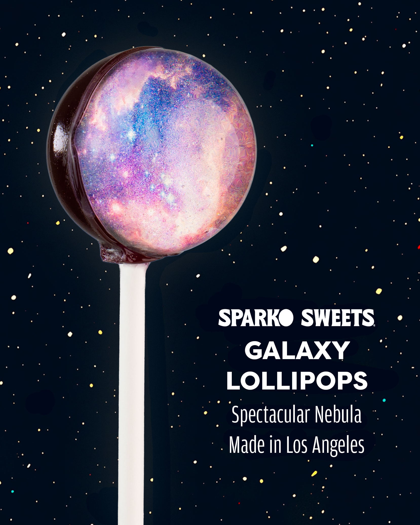 Sparko Sweets Galaxy Lollipops, Nebula Designs, Made in Los Angeles, Perfect for Space-Themed Celebrations, Corporate Event Giveaways, Promotional Swag, Birthday Parties