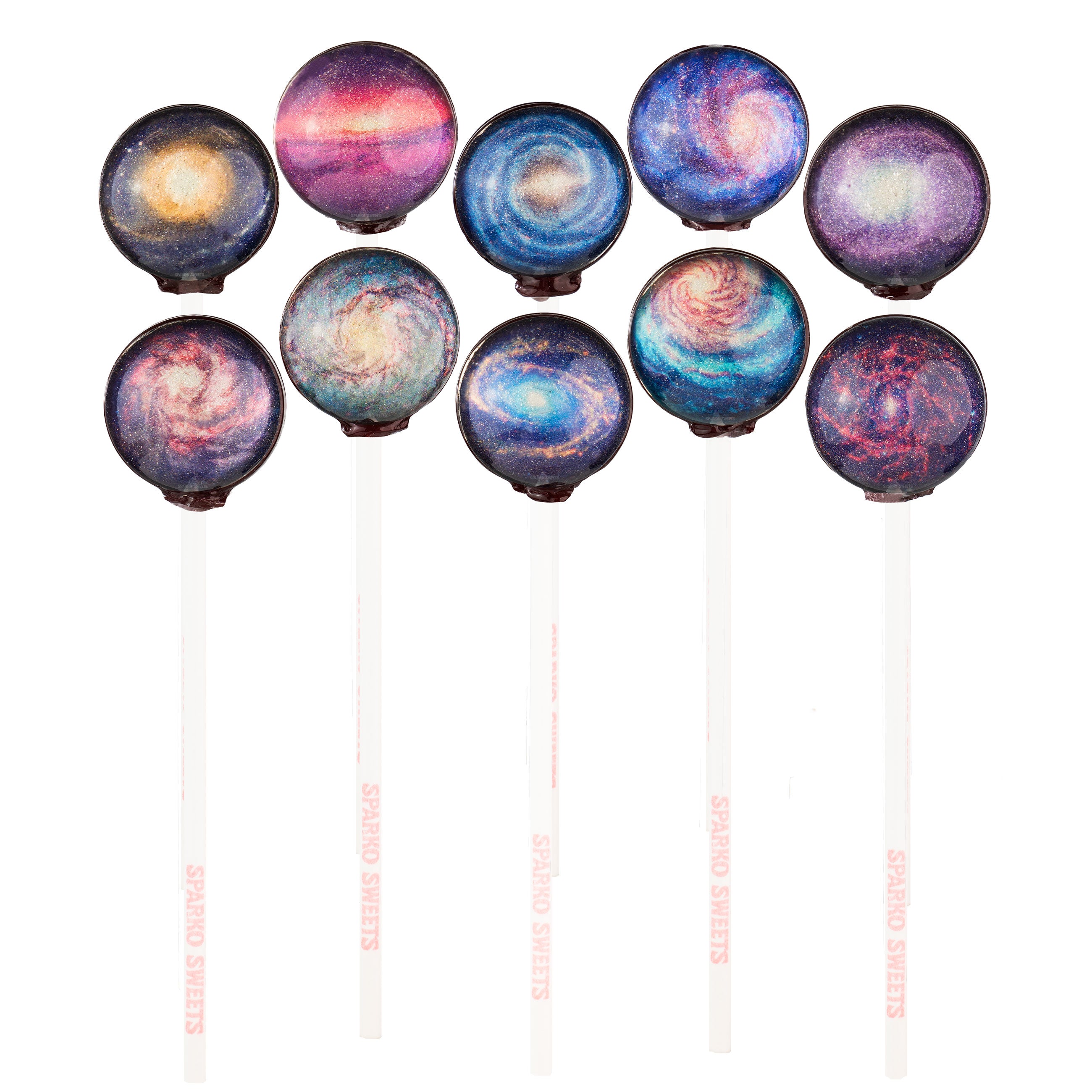 Sparko Sweets Galaxy Lollipops, Spiral Designs, Made in Los Angeles, Perfect for Space Parties, Birthday Celebrations, Corporate Event Giveaways, Promotional Swag