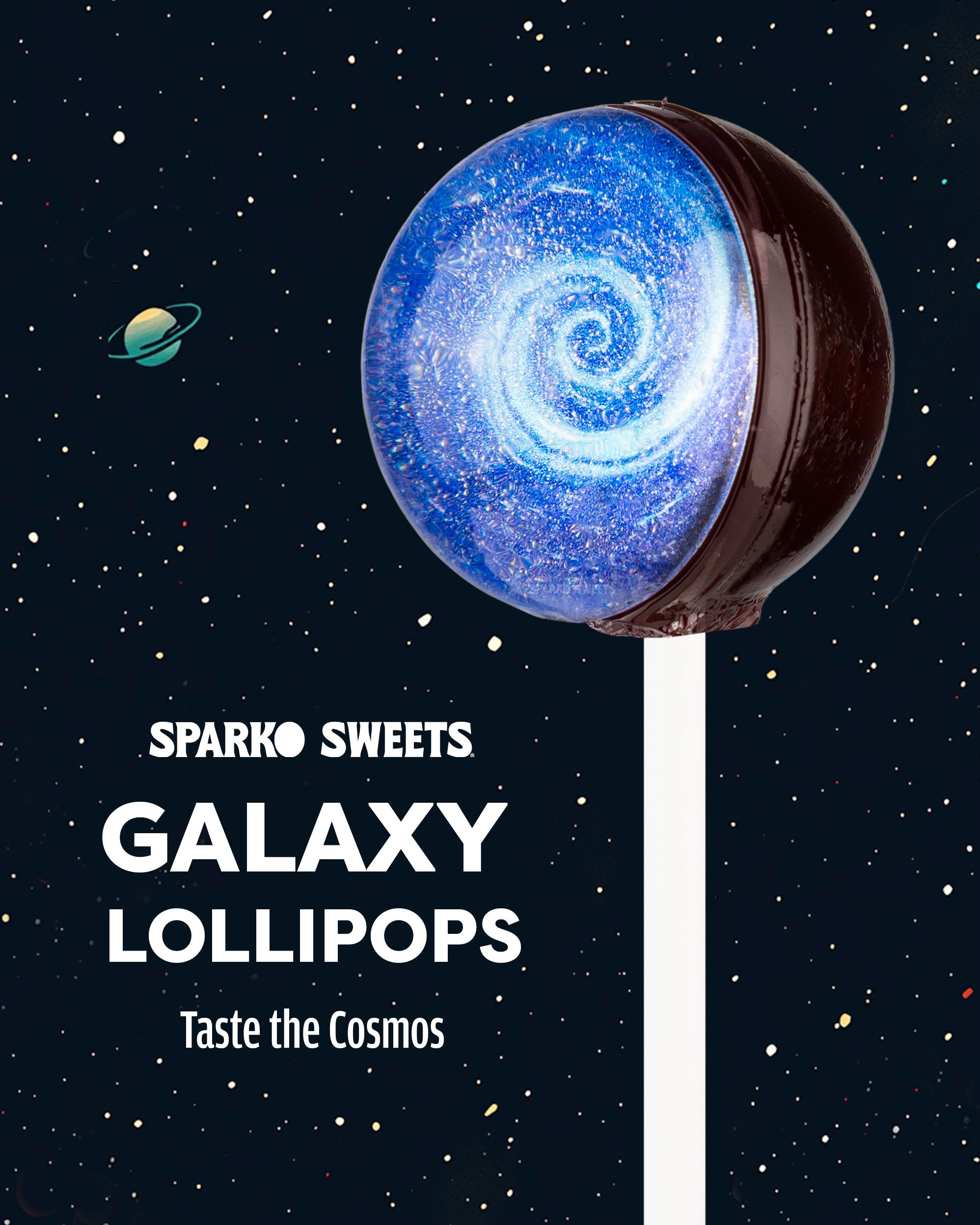 Sparko Sweets Galaxy Lollipops, Universe Designs, Milky Way, Made in Los Angeles, Perfect for Space-themed Parties, Birthday Celebrations, Gift Shops, Corporate Events, Promotional Giveaways
