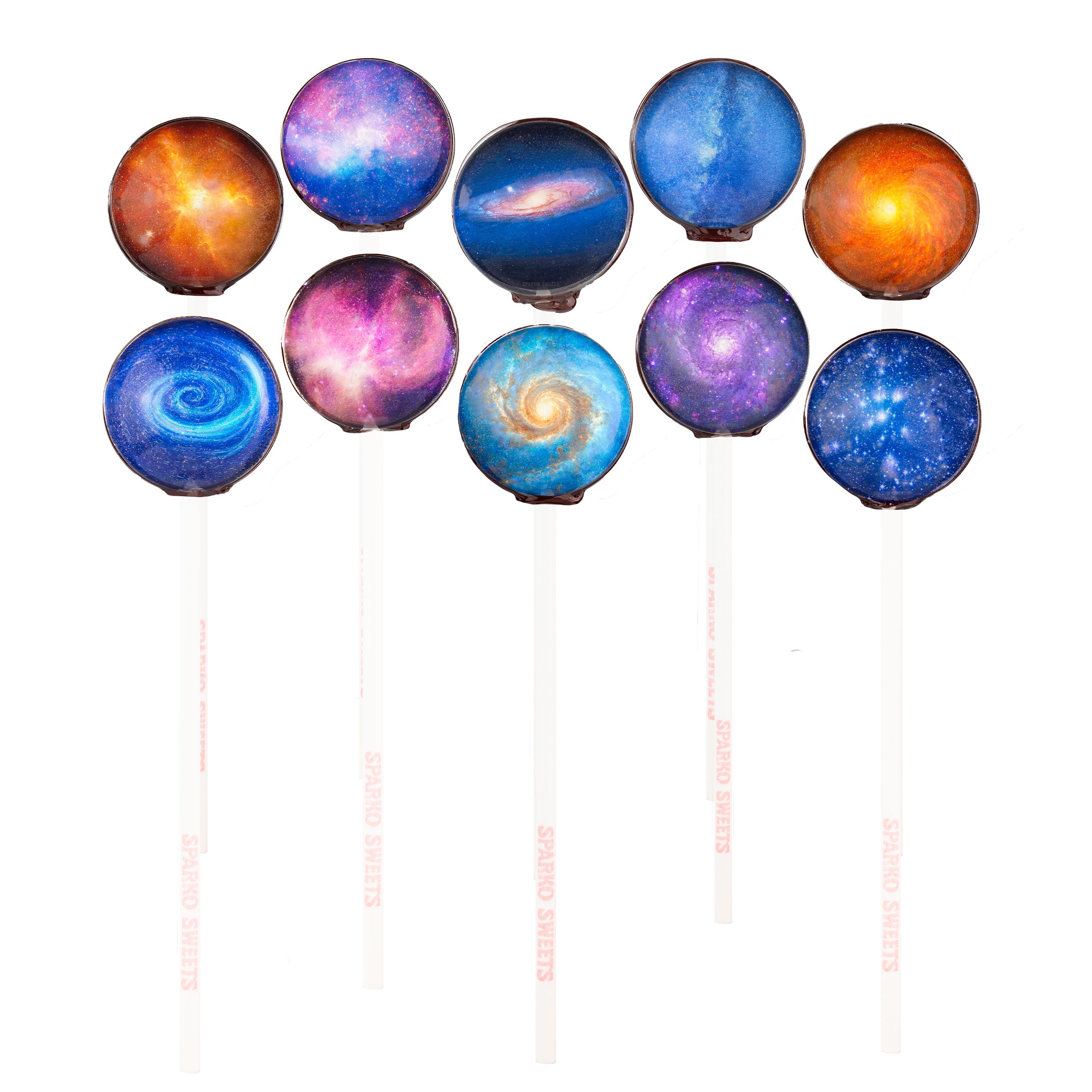 Sparko Sweets Sugar-Free Galaxy Lollipops, Universe Designs, Made in Los Angeles, Perfect for Space-themed Parties, Birthday Celebrations, Gift Shops, Corporate Events, Promotional Giveaways