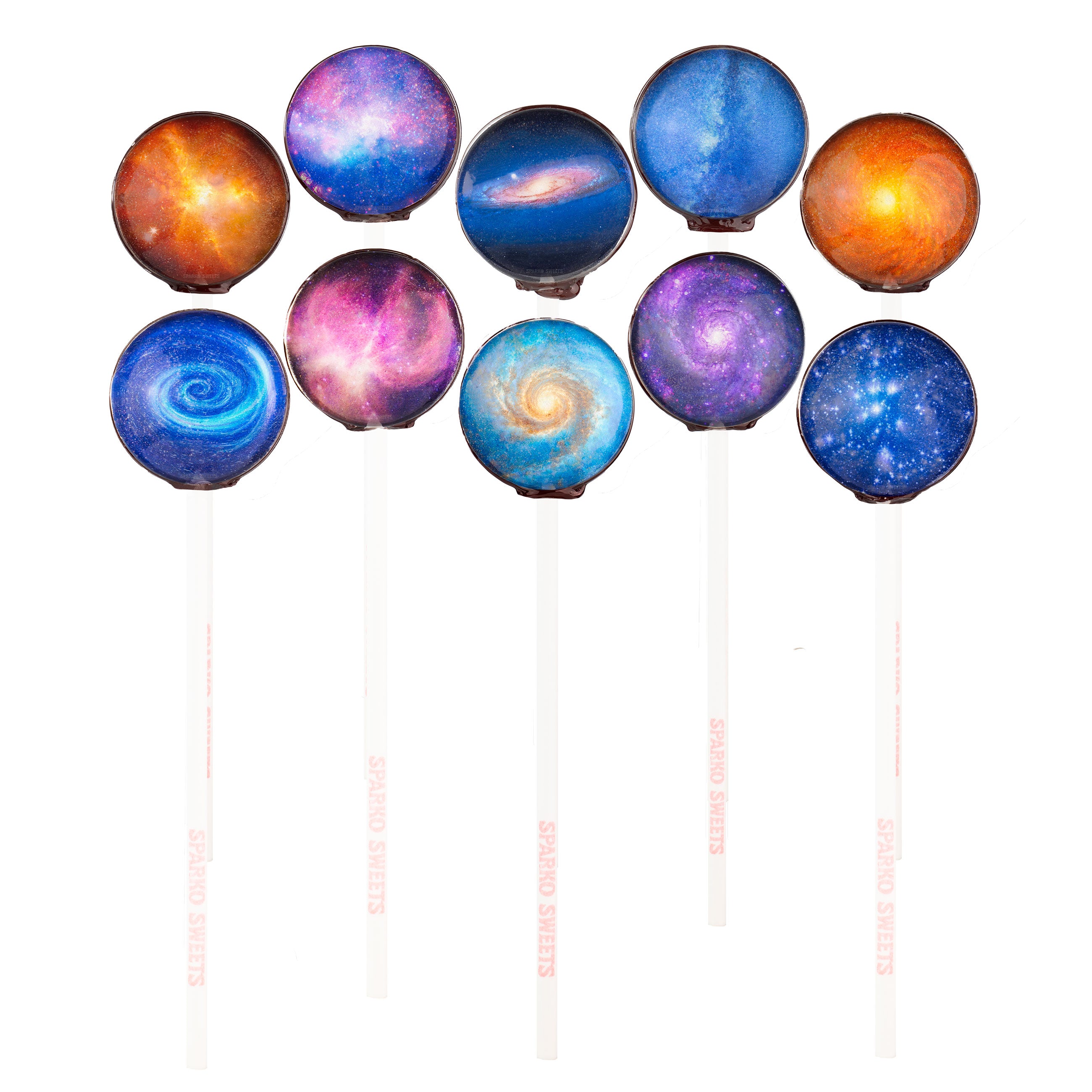 Sparko Sweets Galaxy Lollipops, Universe Designs, Made in Los Angeles, Perfect for Space-themed Parties, Birthday Celebrations, Gift Shops, Corporate Events, Promotional Giveaways, Cake Toppers