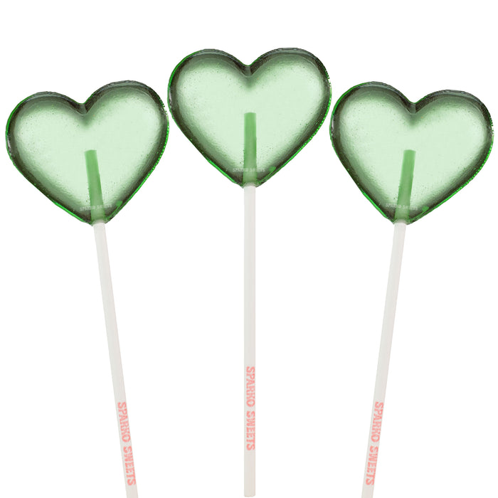 Green Heart Lollipops (24 Pops) - Green Apple