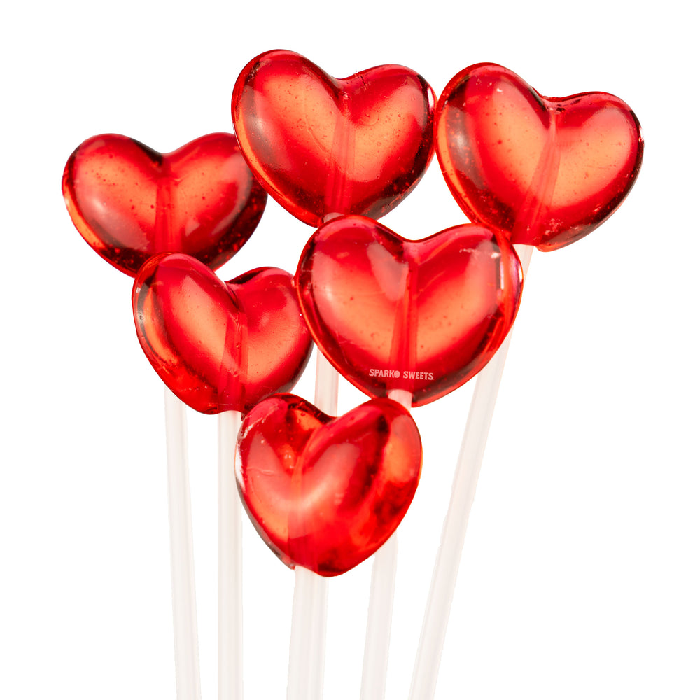 Sugar Free Twinkle Red Heart Lollipops by Sparko Sweets