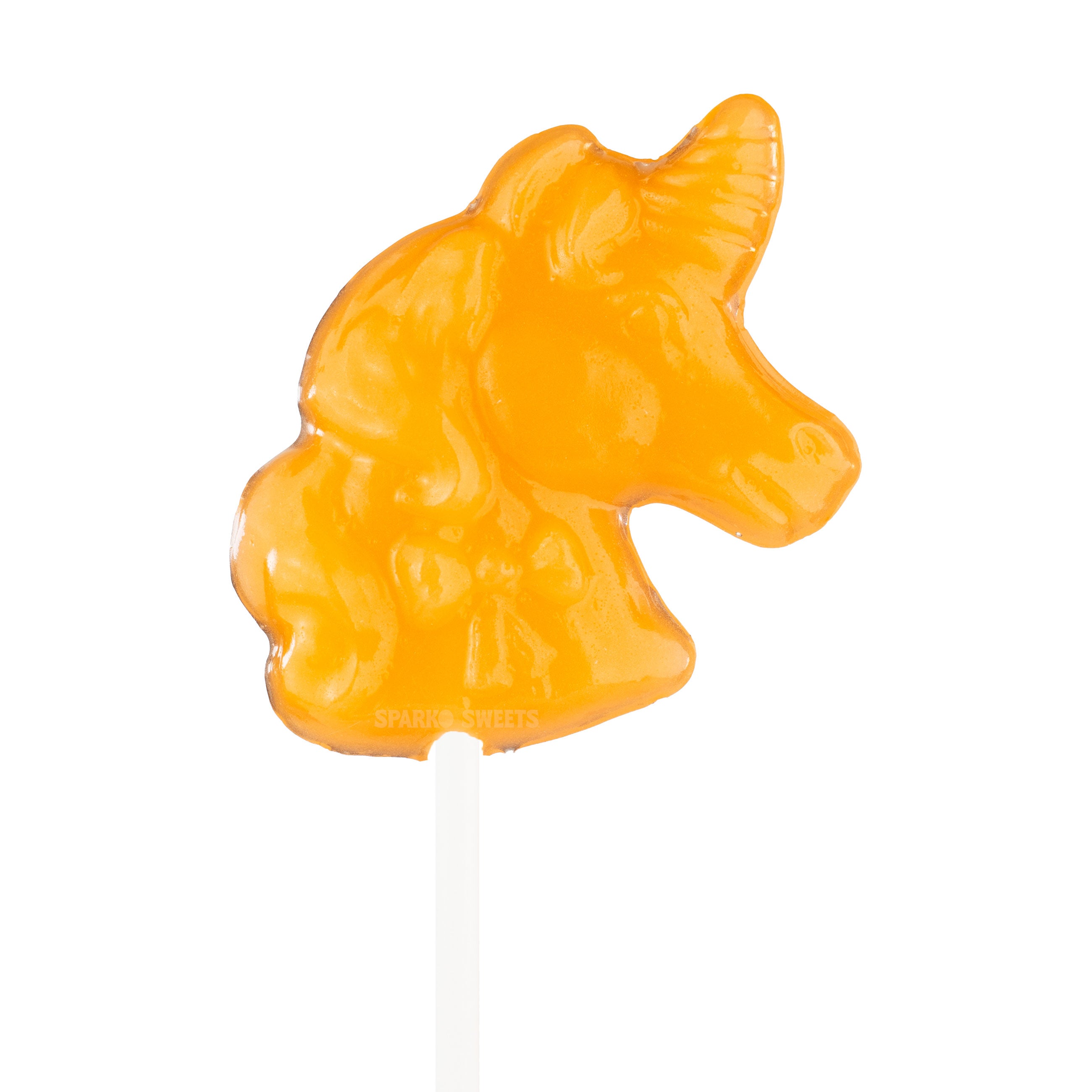 Sparko Sweets Amber Orange Unicorn Lollipops, Made in Los Angeles, Perfect for Princess Parties, Birthday Celebrations, Corporate Events, Holiday Giveaways, Promotional Swag, Fun Treat