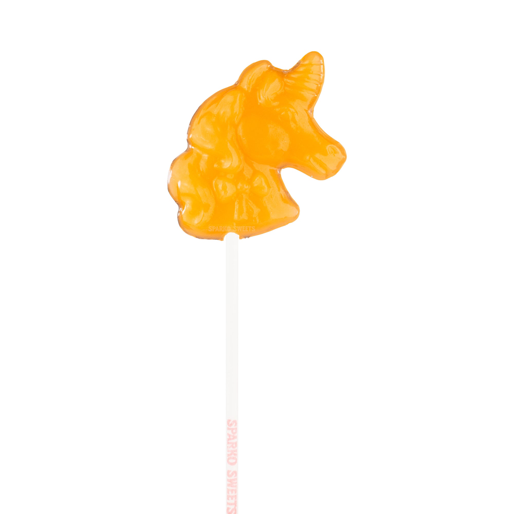 Sparko Sweets Amber Orange Unicorn Lollipops, Made in Los Angeles, Perfect for Princess Parties, Birthday Celebrations, Corporate Events, Holiday Giveaways, Promotional Swag, Fun Treat