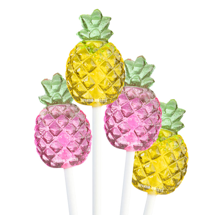 Tropical Pink and Yellow Pineapple Lollipops (24 Pops)
