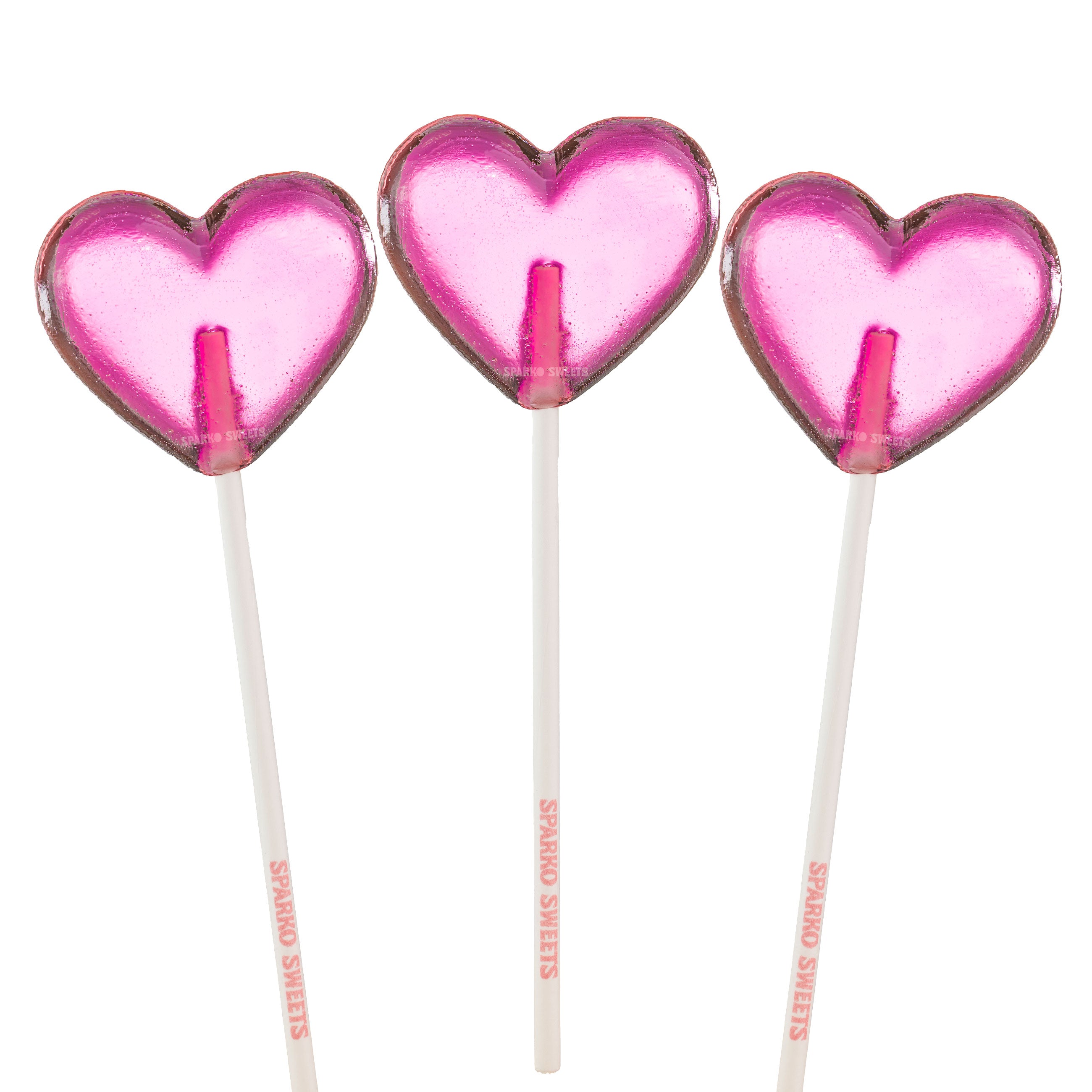 Sparko Sweets Pink Heart Lollipops for Valentine's Day, Made in Los Angeles