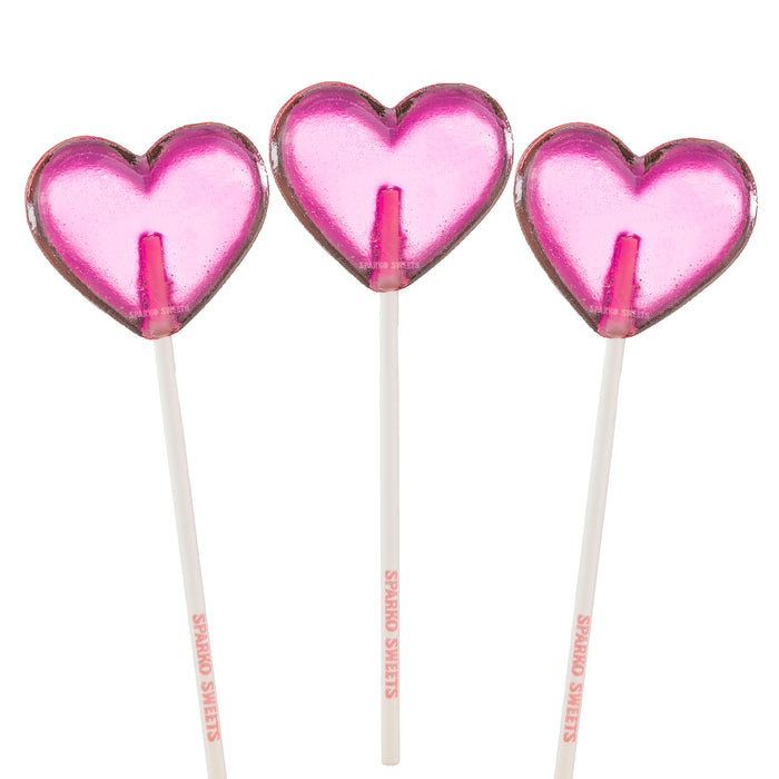 Pink Heart Lollipops (24 Pops) - Watermelon Flavor