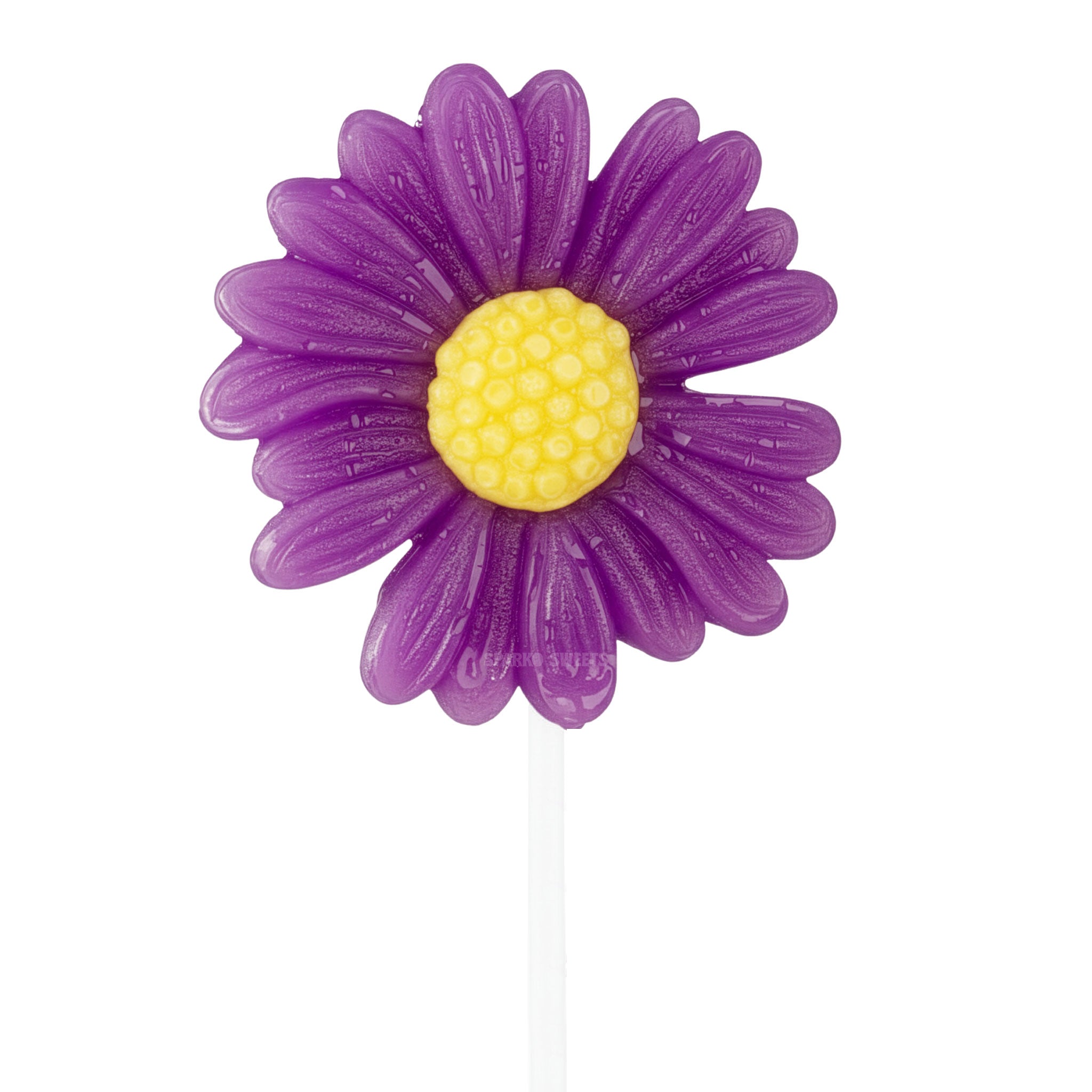 Sparko Sweets Big Purple Daisy Lollipops, Made in Los Angeles, Perfect for Spring Party, Birthday Celebrations, Promotional Giveaways, Brand Activations, Corporate Events