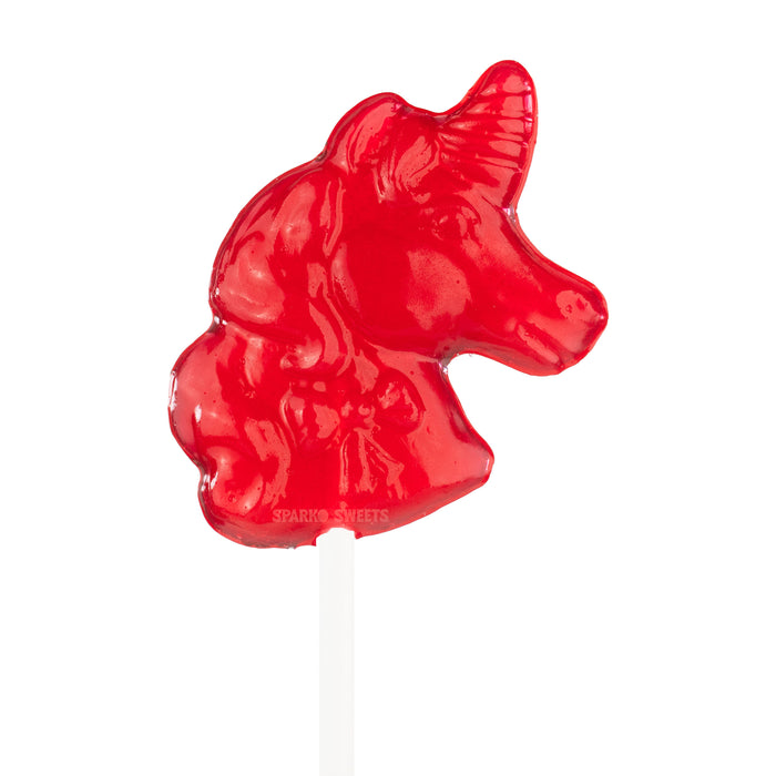 Juicy Red Unicorn Lollipops - Cherry (24 Pops)