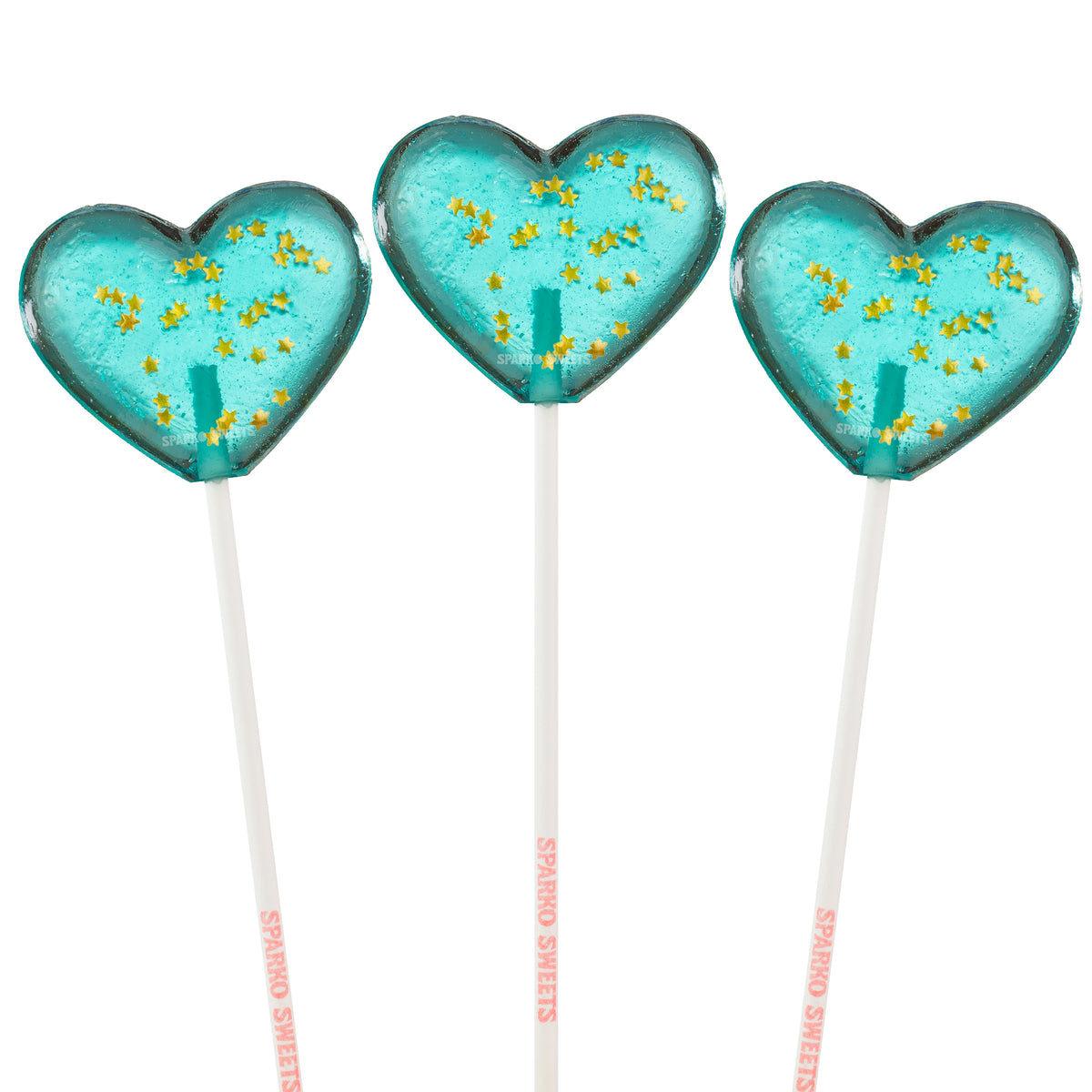 Sparkly Baby Blue Heart Lollipops (24 Pops) - Blue Raspberry