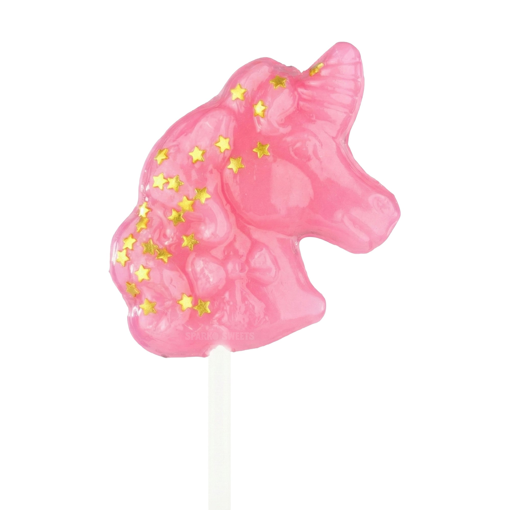 Sparko Sweets Sparkly Pink Gold Star Unicorn Lollipops, Blue Raspberry Flavor, Made in Los Angeles, Perfect for Princess Birthday Parties, Tea Gatherings, Corporate Events, Promotional Giveaways