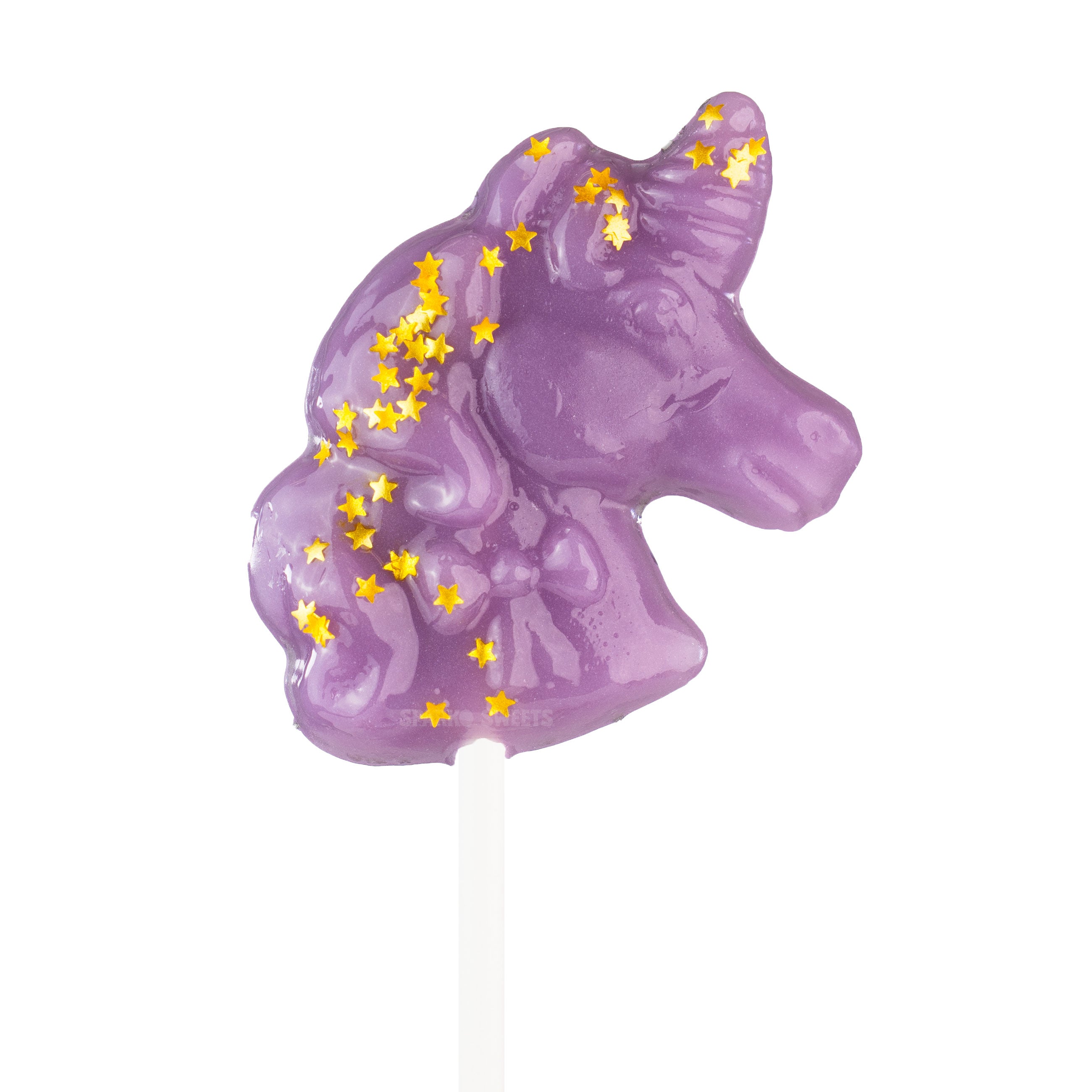 Sparko Sweets Gold Star Purple Unicorn Lollipops, Blue Raspberry Flavor, Made in Los Angeles, Perfect for Princess Birthday Parties, Tea Gatherings, Corporate Events, Promotional Giveaways