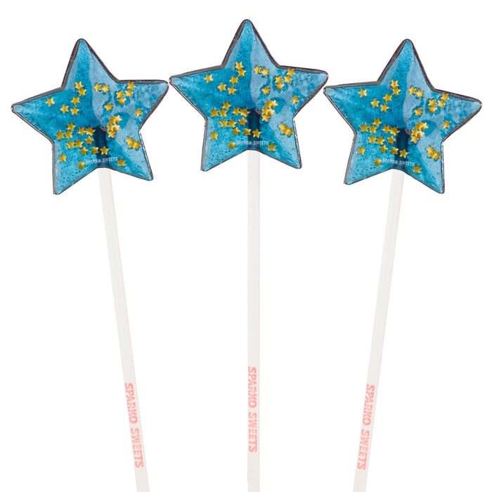 Sparkly Navy Star Lollipops - Blue Raspberry (24 Pieces)