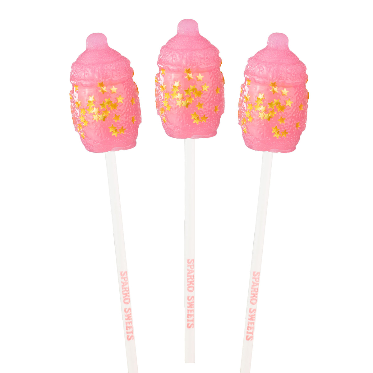 Sparkly 3D Pink Baby Bottle Lollipops - Watermelon