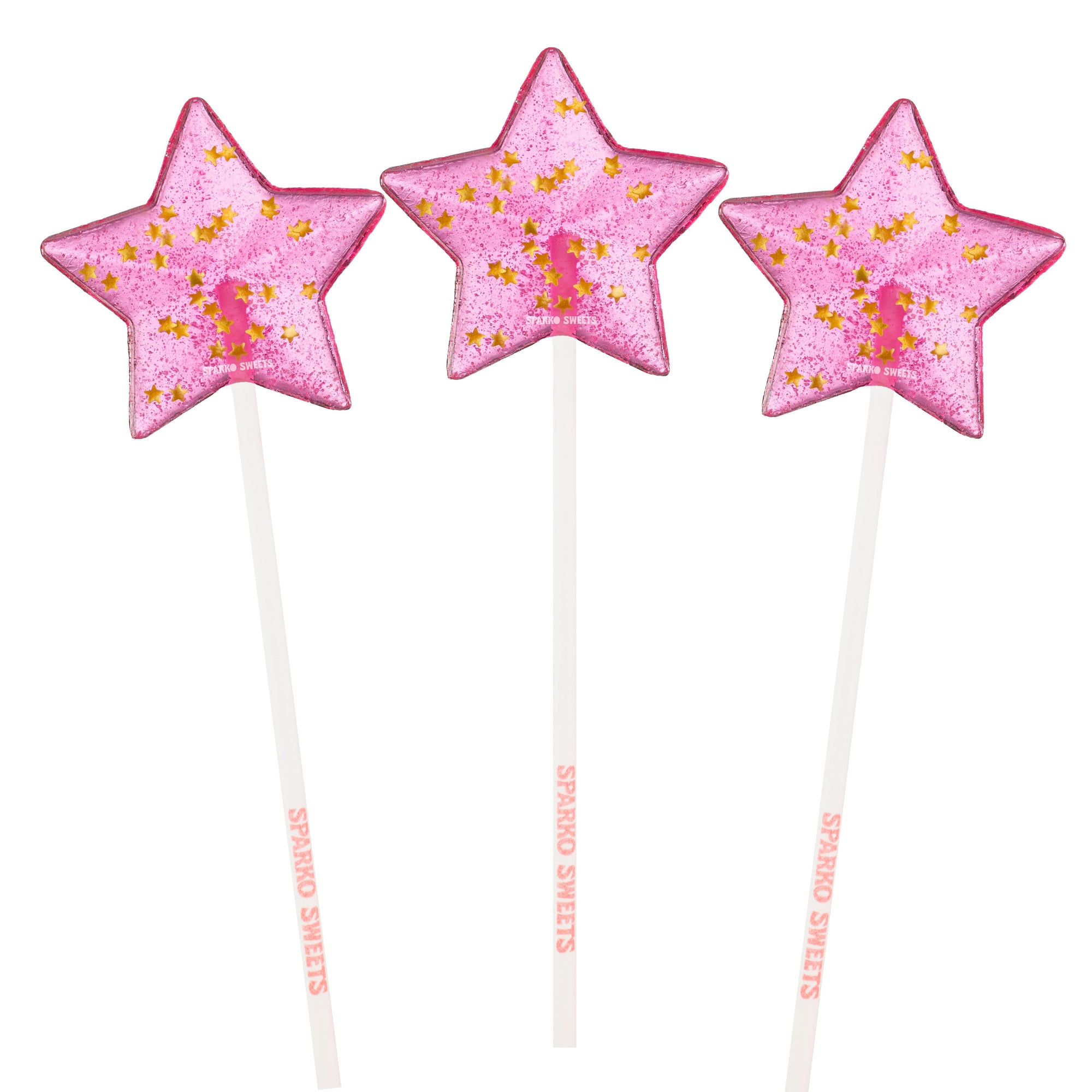 Sparko Sweets Sparkly Pink Star Lollipops, Made in Los Angeles, 2-inch Diameter, Ideal for Birthday Party Favors and Celebrations