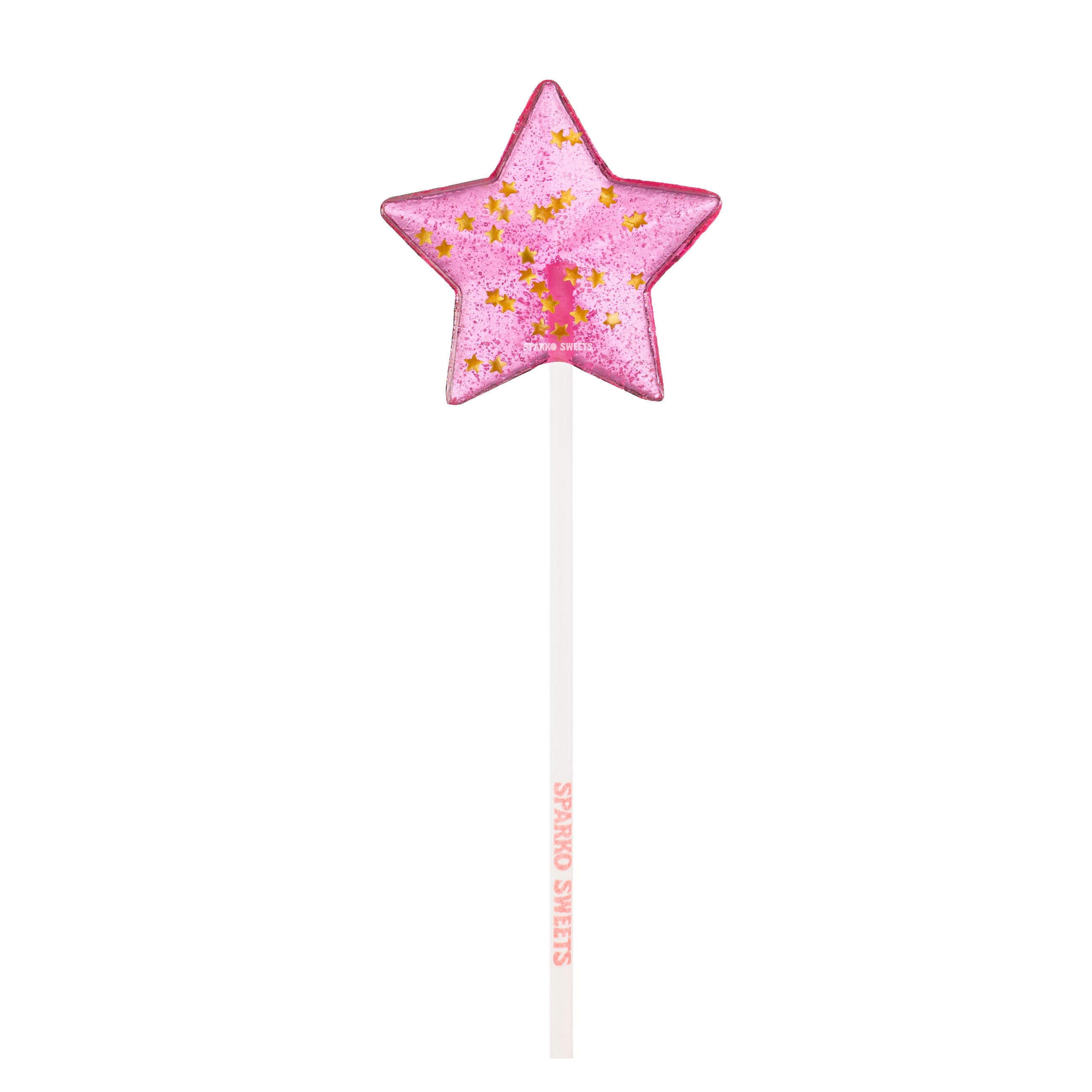 Sparko Sweets Sparkly Pink Star Lollipops, Made in Los Angeles, 2-inch Diameter, Ideal for Birthday Party Favors and Celebrations