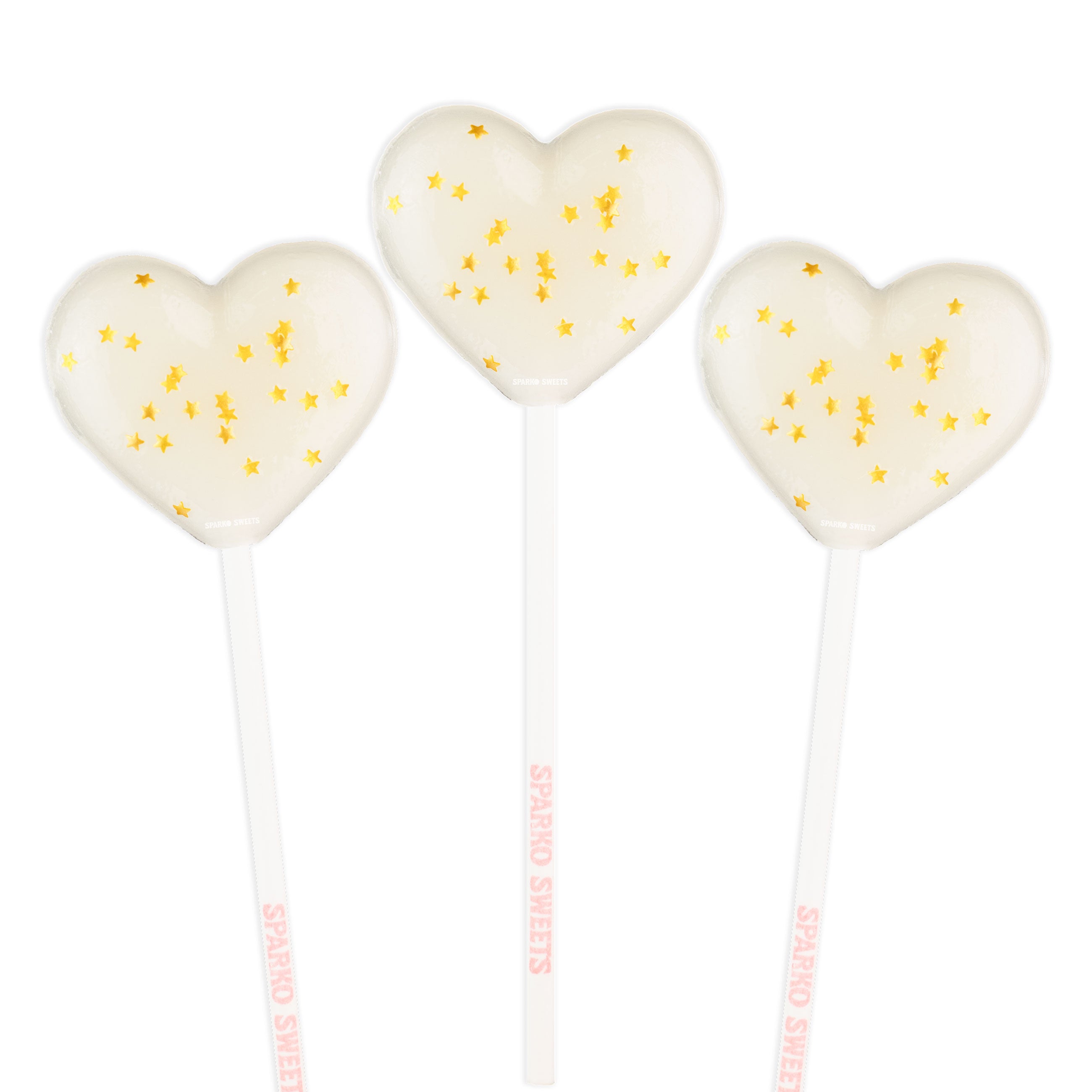 Sparko Sweets Sparkly White Heart Lollipops, Made in Los Angeles, Ideal for Wedding Favors, Parties, Celebrations, Birthdays, Anniversaries