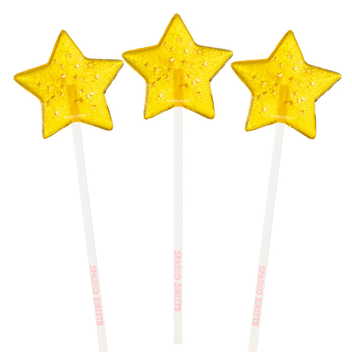 Sparkly Yellow Star Lollipops - Peach (24 Pops)