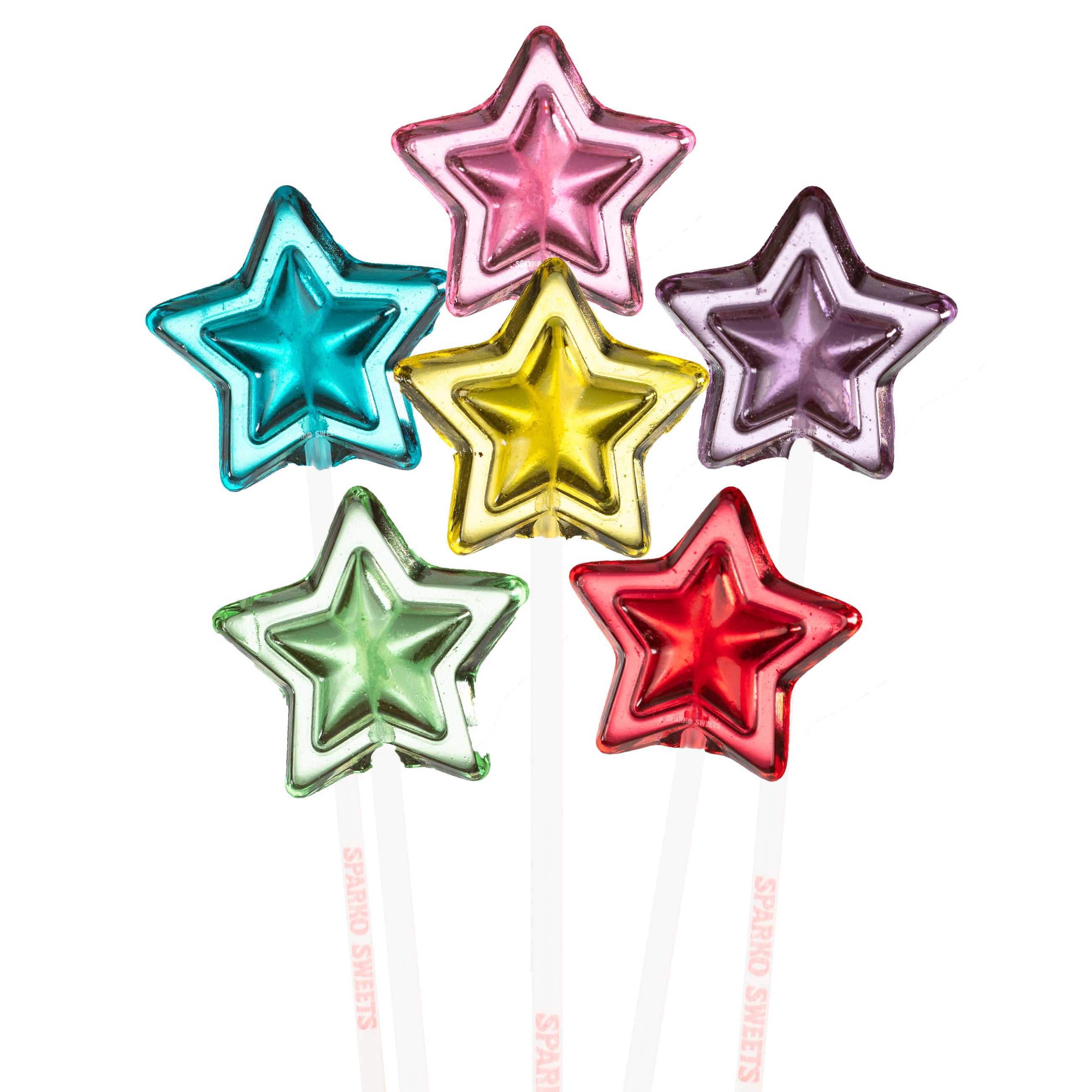 Sparko Sweets Rainbow Mini Star Lollipops, Made in Los Angeles, Perfect for Christmas, New Years, Corporate Events, Promotional Giveaways