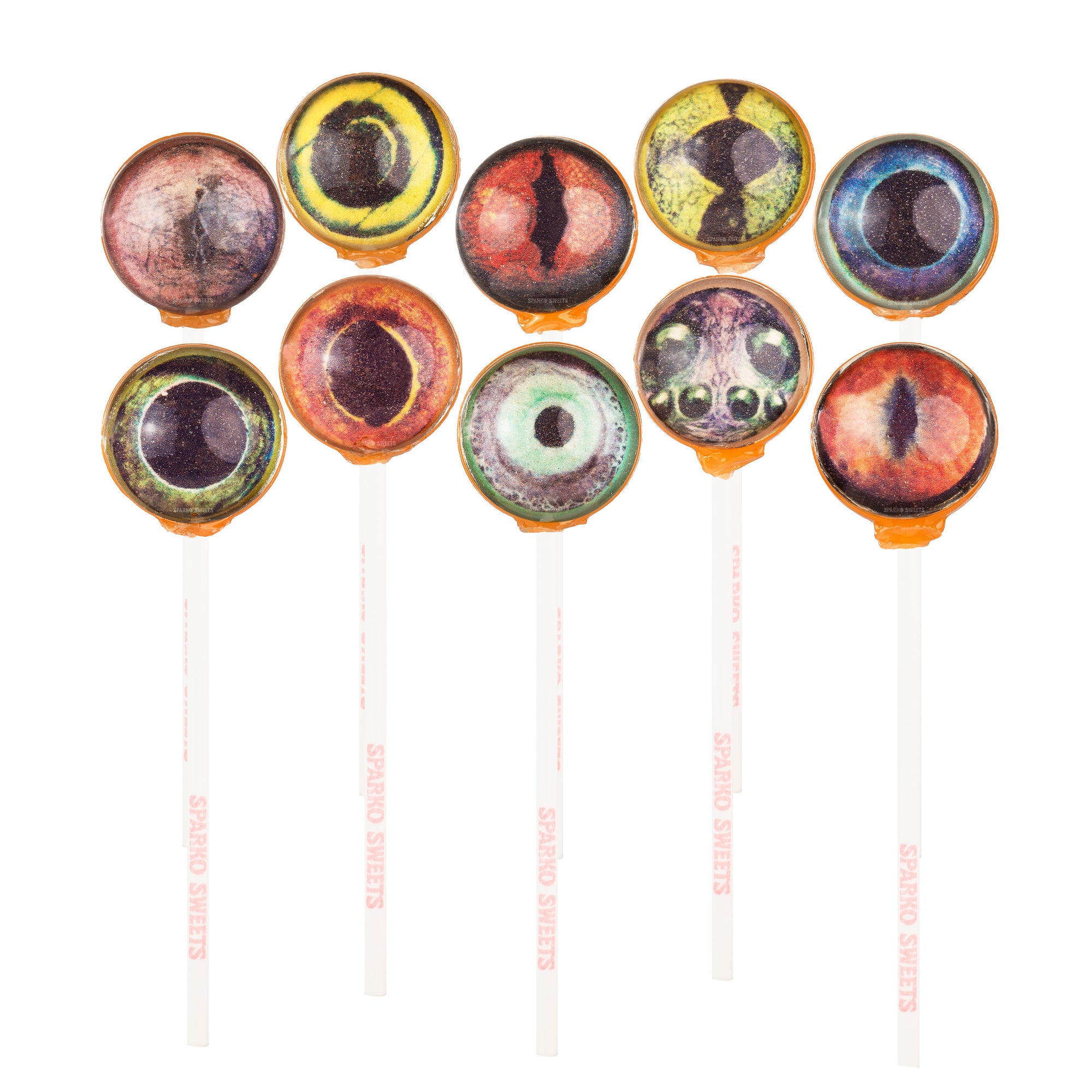 Sparko Sweets Scary Eyes Lollipops, Made in Los Angeles, Perfect for Halloween, Scary Parties, Birthday Celebrations, Trade Show, Promotional Giveaways
