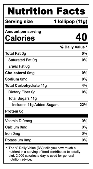 Sparko Sweets Honeycomb Lollipops Nutrition Facts