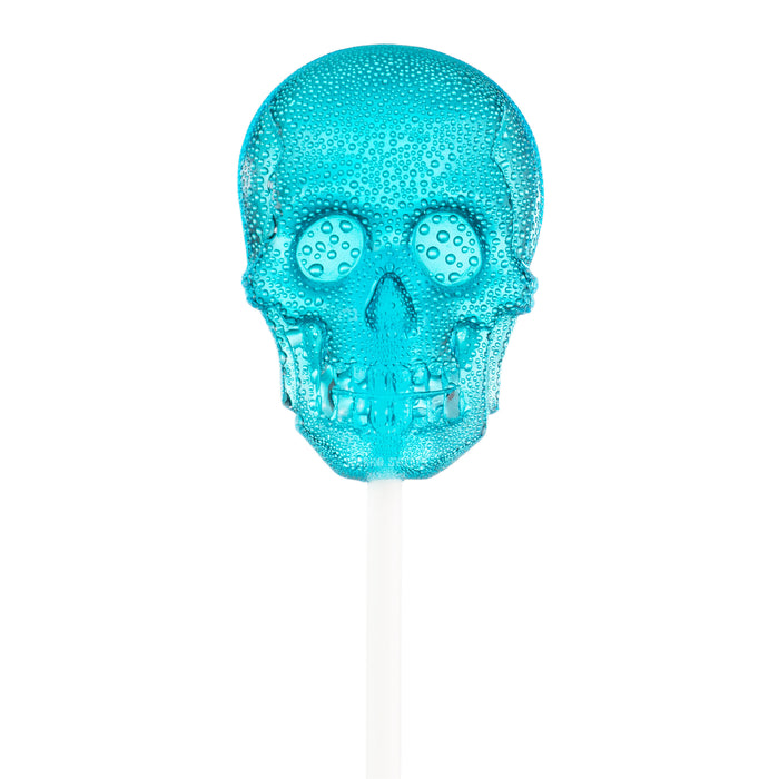 Blue Sugar Skull Lollipops - Blue Raspberry (24 Pops)