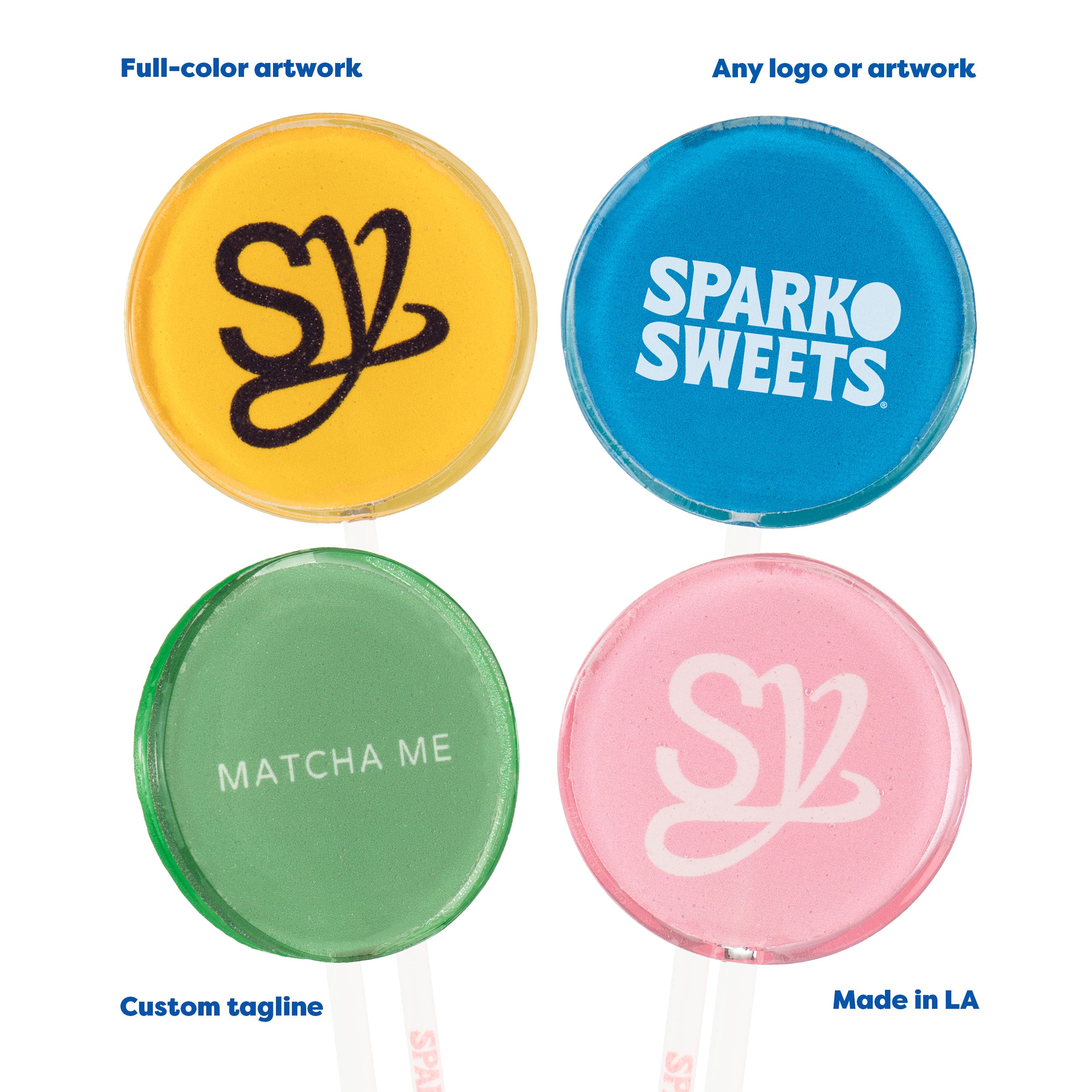 Sparko Sweets Custom Round Lollipops, Made in Los Angeles, Perfect for Brand Activations, Corporate Events, Event Marketing, Promotional Giveaways