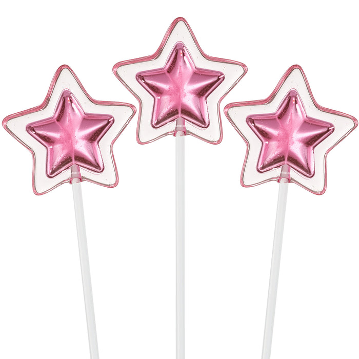 Pink & Clear Star Twinkle Lollipops